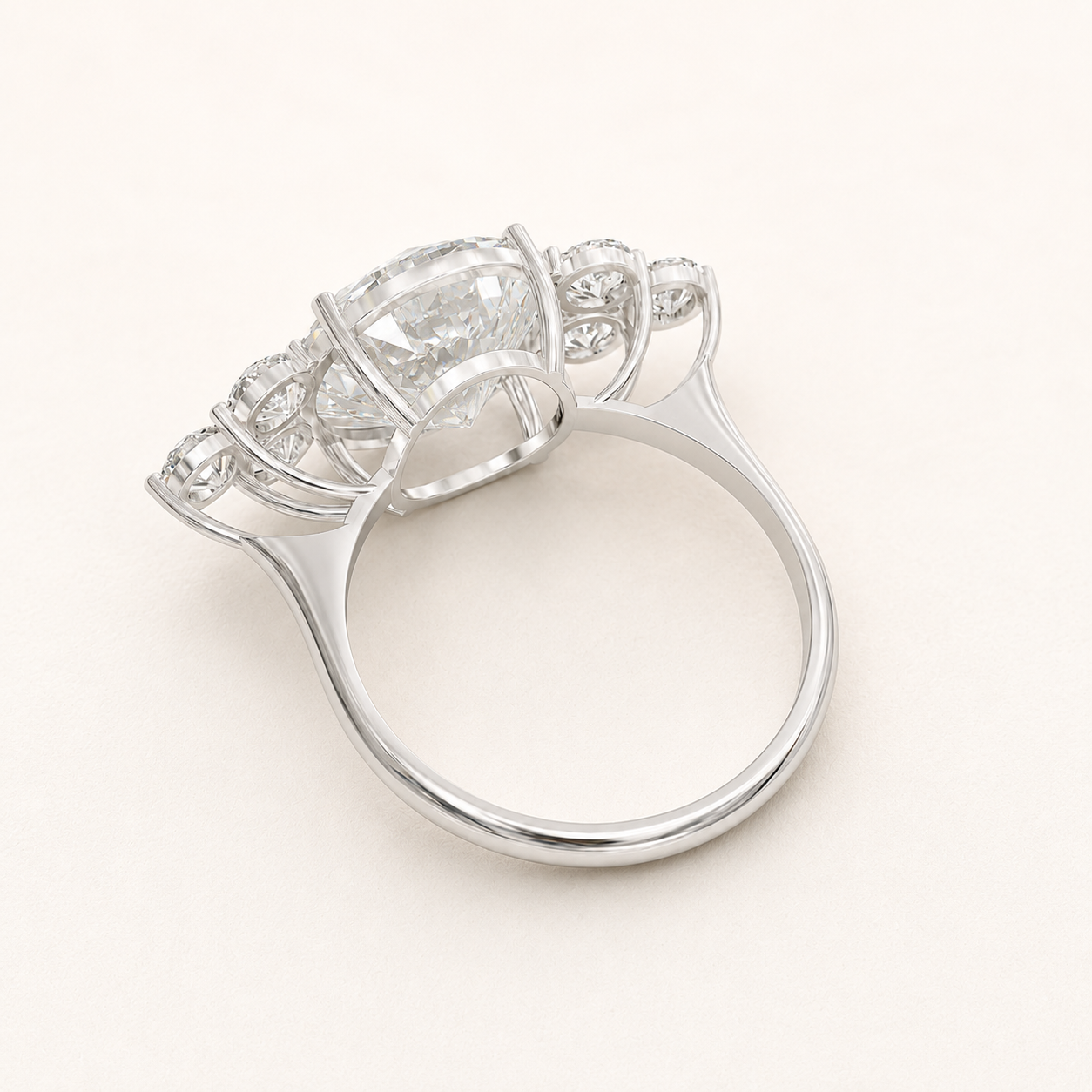 5.10CT Round Lab Grown Diamond Side Stone Ring Yellow Gold, White Gold & Rose Gold - view 2