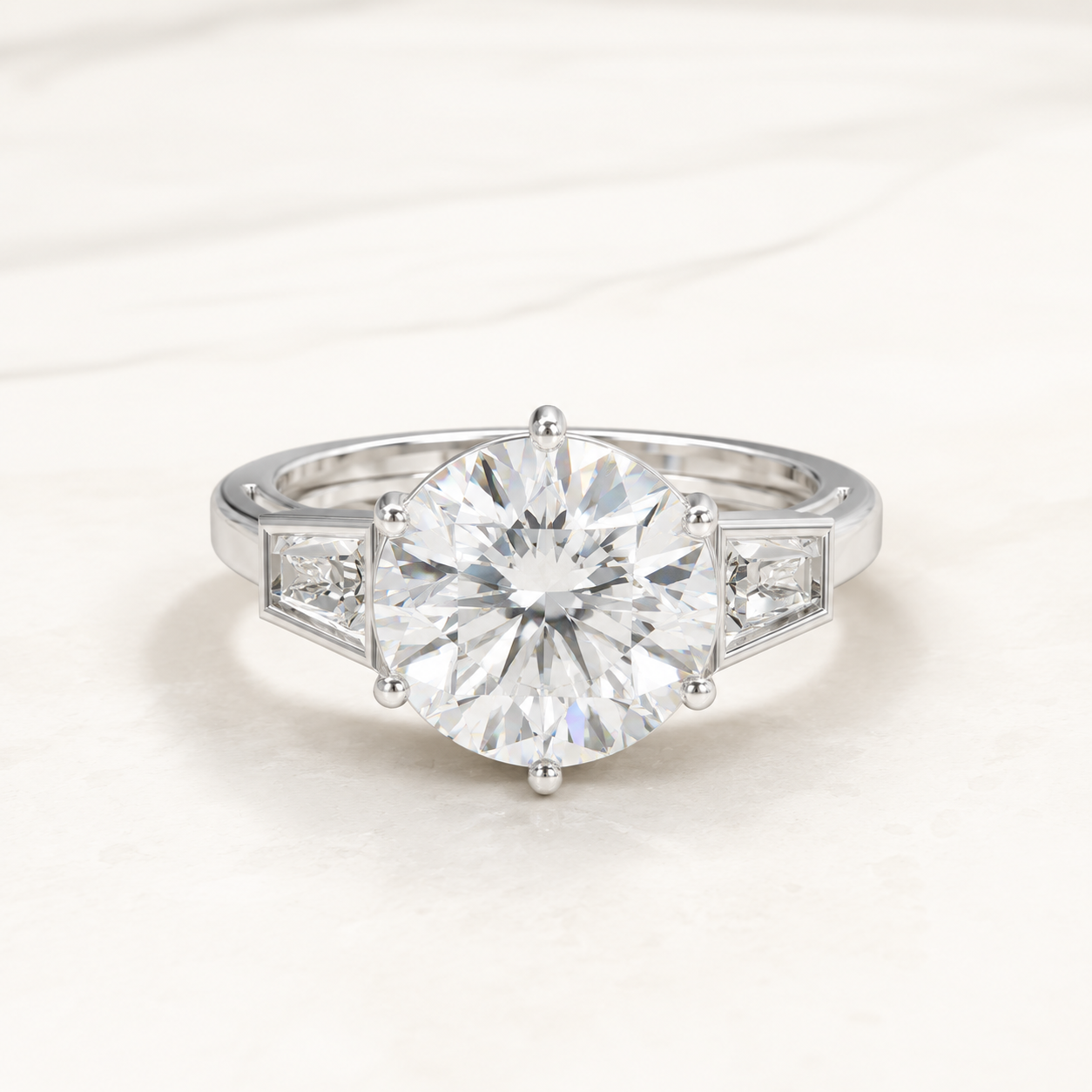 3.50 CT Round Diamond Ring in Yellow Gold, White Gold & Rose Gold