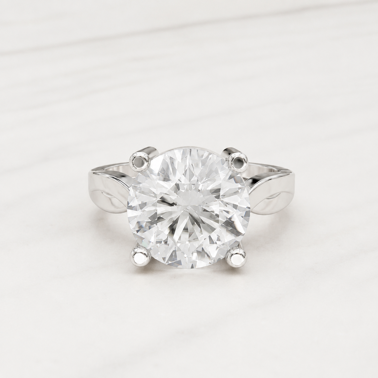 4.50 CT Round Lab Grown Diamond Solitaire Ring in Yellow Gold, White Gold & Rose Gold
