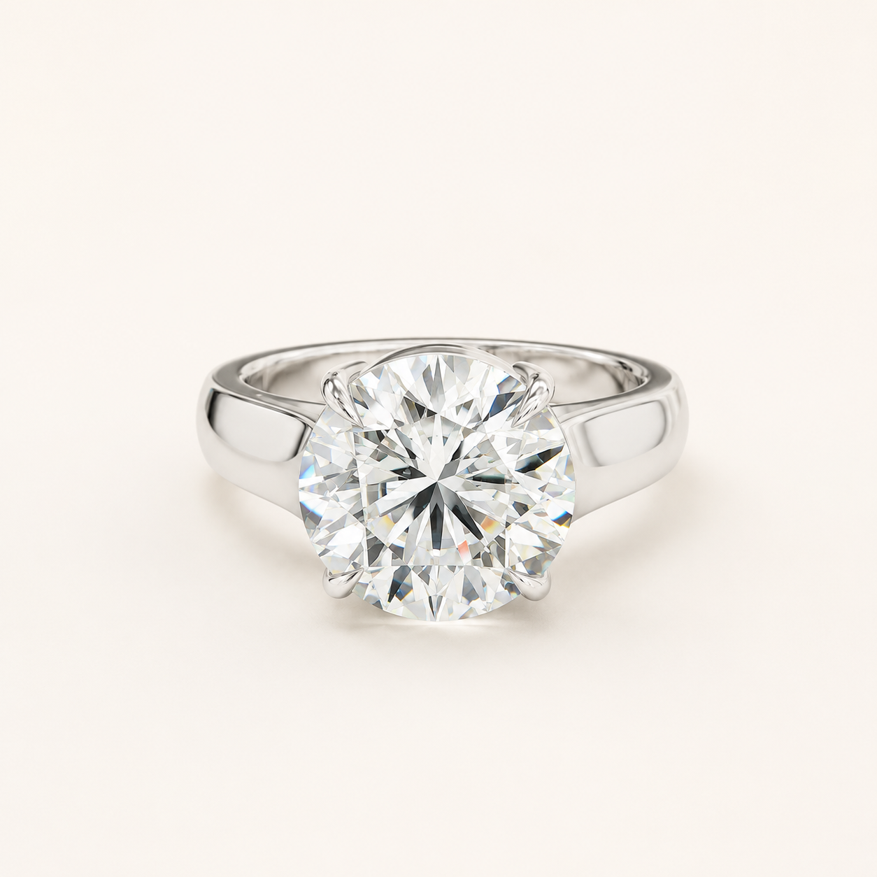 4.50 CT Round Lab Grown Diamond Solitaire Ring in Yellow Gold, White Gold & Rose Gold