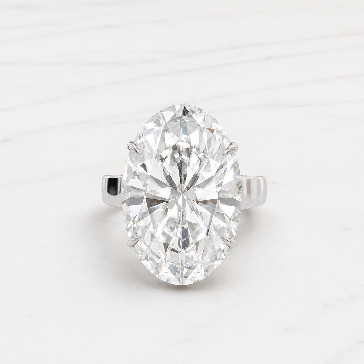 12.50 CT Oval  Lab Grown Diamond Solitaire Ring in Yellow Gold, White Gold & Rose Gold