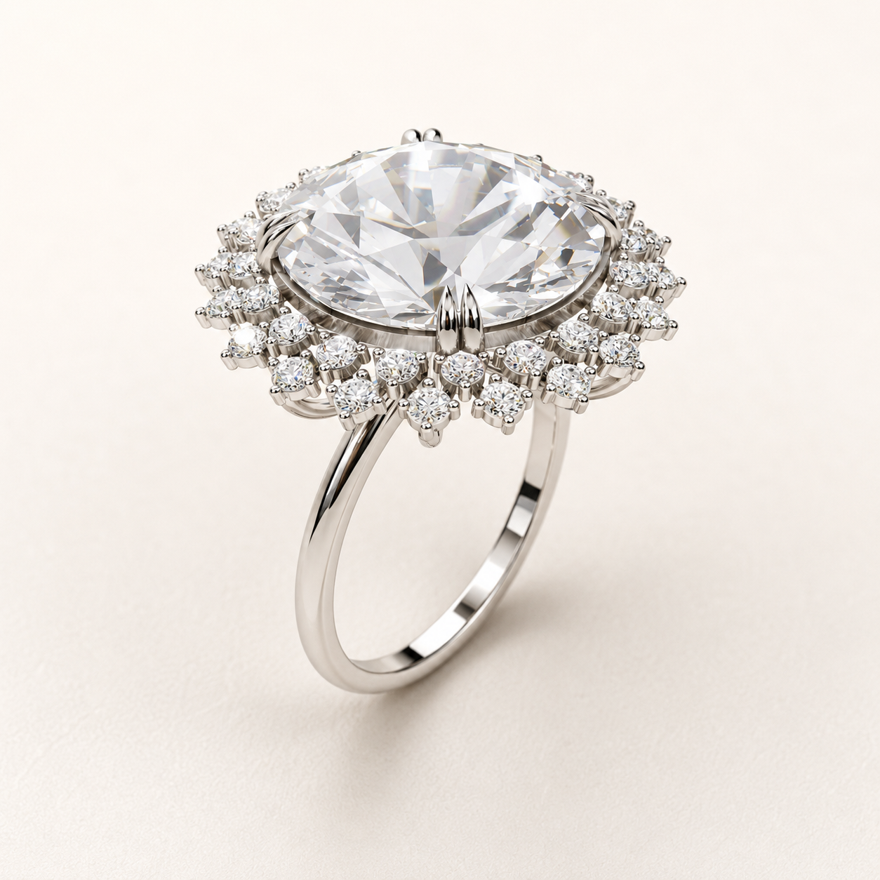 14 CT Round Cut Lab Diamond Halo Ring in Yellow Gold, White Gold & Rose Gold | Nyvaara Luxe - view 2