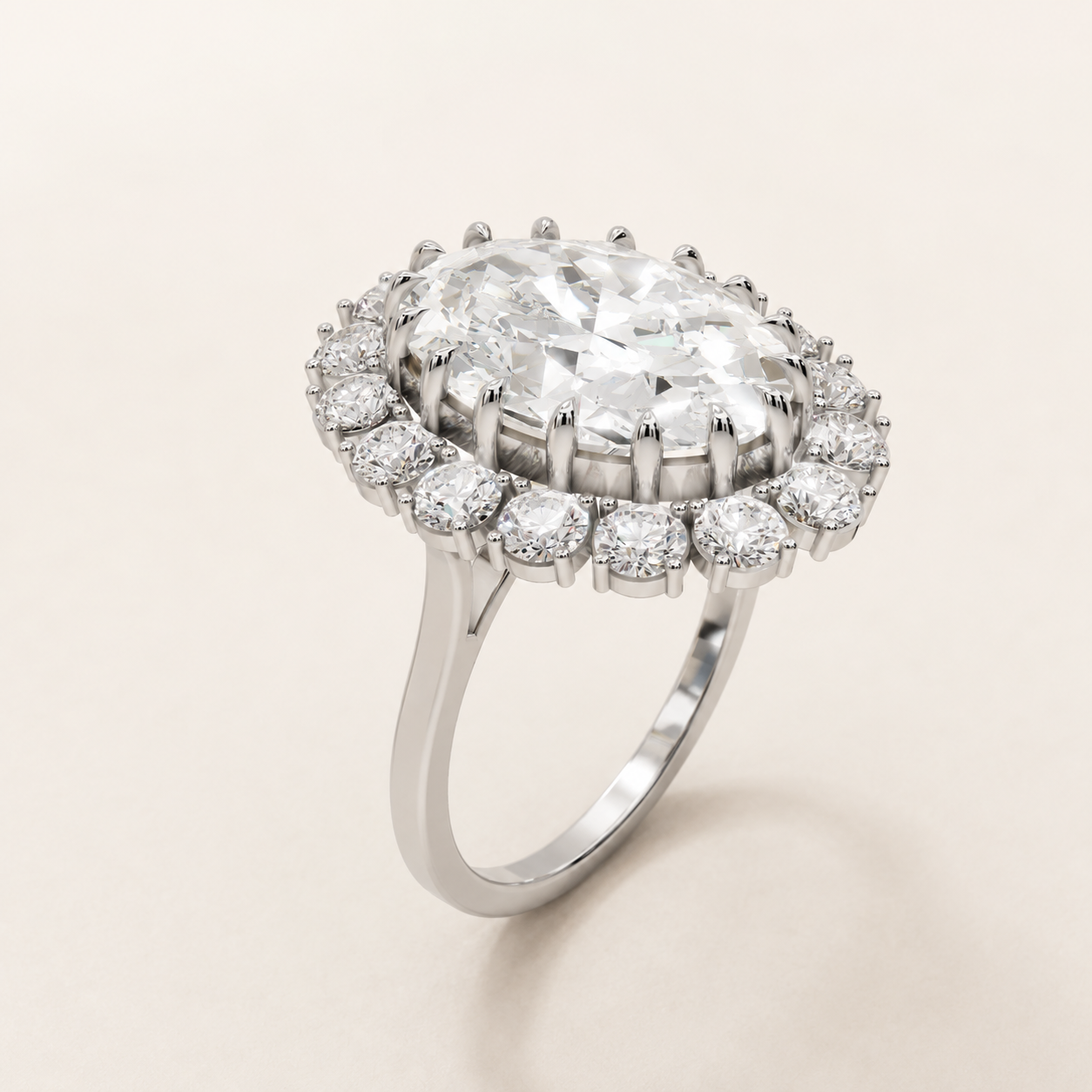 Oval Cut 5 CT Diamond Halo Ring in Yellow Gold, White Gold & Rose Gold | Nyvaara Luxe - view 2