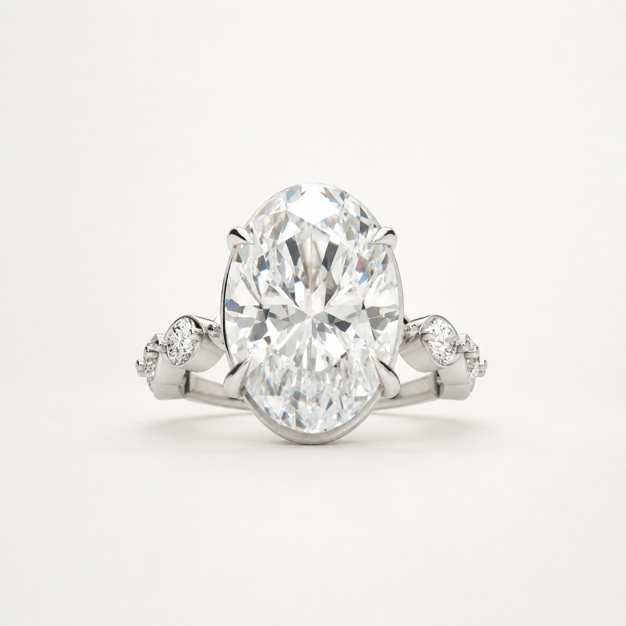5.50 CT Oval Cut Lab Grown Diamond Ring in Yellow Gold, White Gold & Rose Gold