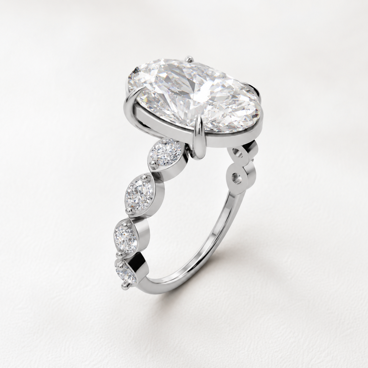 5.50 CT Oval Cut Lab Grown Diamond Ring in Yellow Gold, White Gold & Rose Gold - view 2