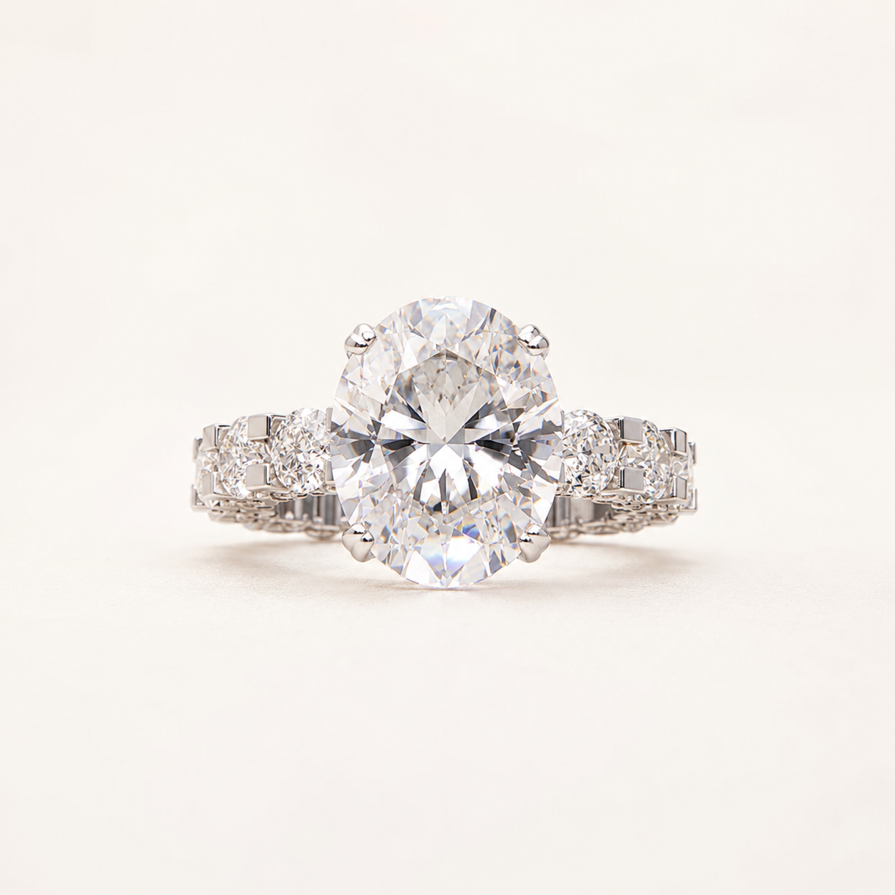 5 CT Oval Diamond Ring in Yellow Gold, White Gold & Rose Gold