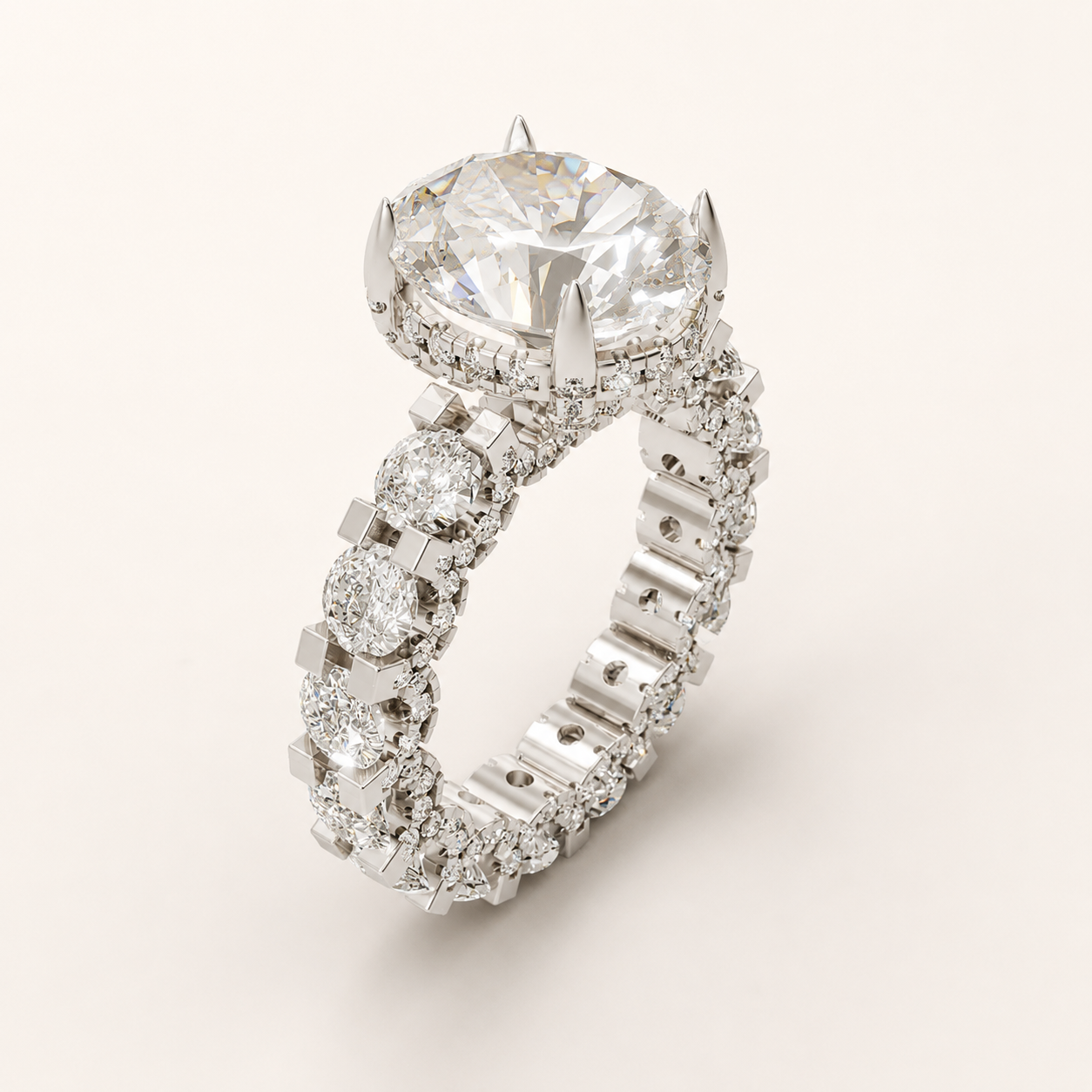 5 CT Oval Diamond Ring in Yellow Gold, White Gold & Rose Gold - view 2
