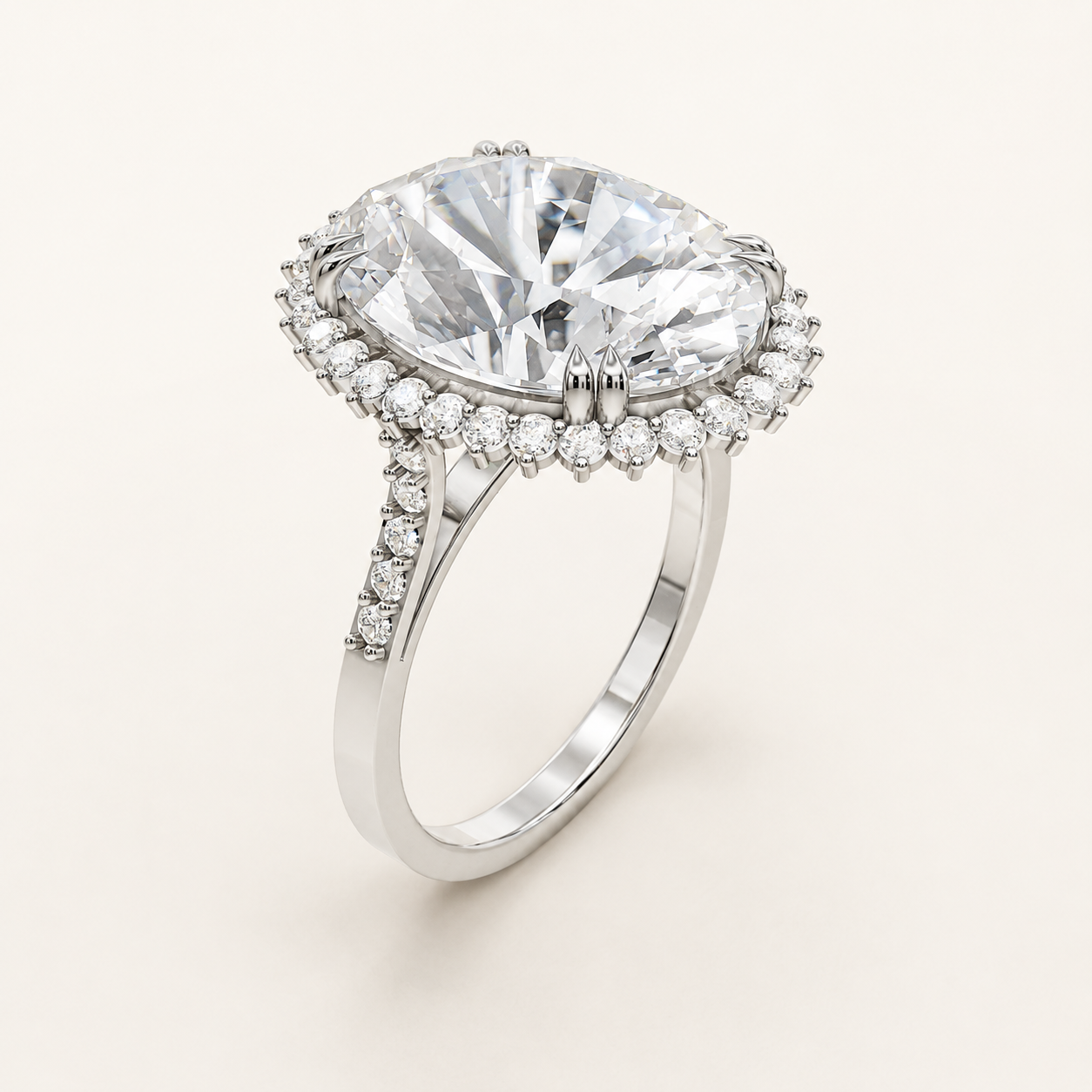 8.76 CT Oval Diamond Halo Ring in Yellow Gold, White Gold & Rose Gold - view 2