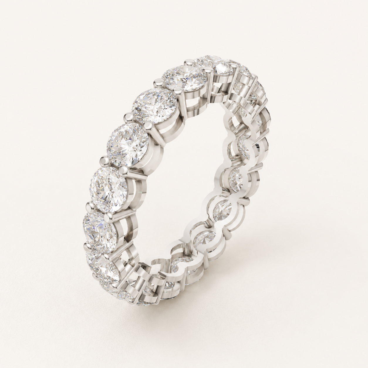 3.58 CT Round Diamond Eternity Band in Yellow Gold, White Gold & Rose Gold - view 2