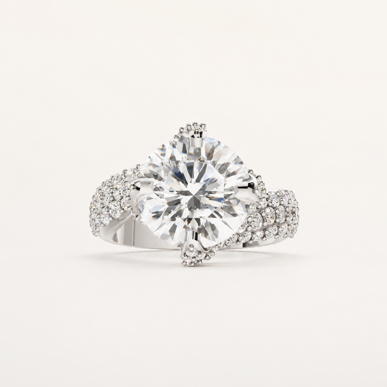 4.50 CT Round Lab Grown Diamond Ring in Yellow Gold, White Gold & Rose Gold