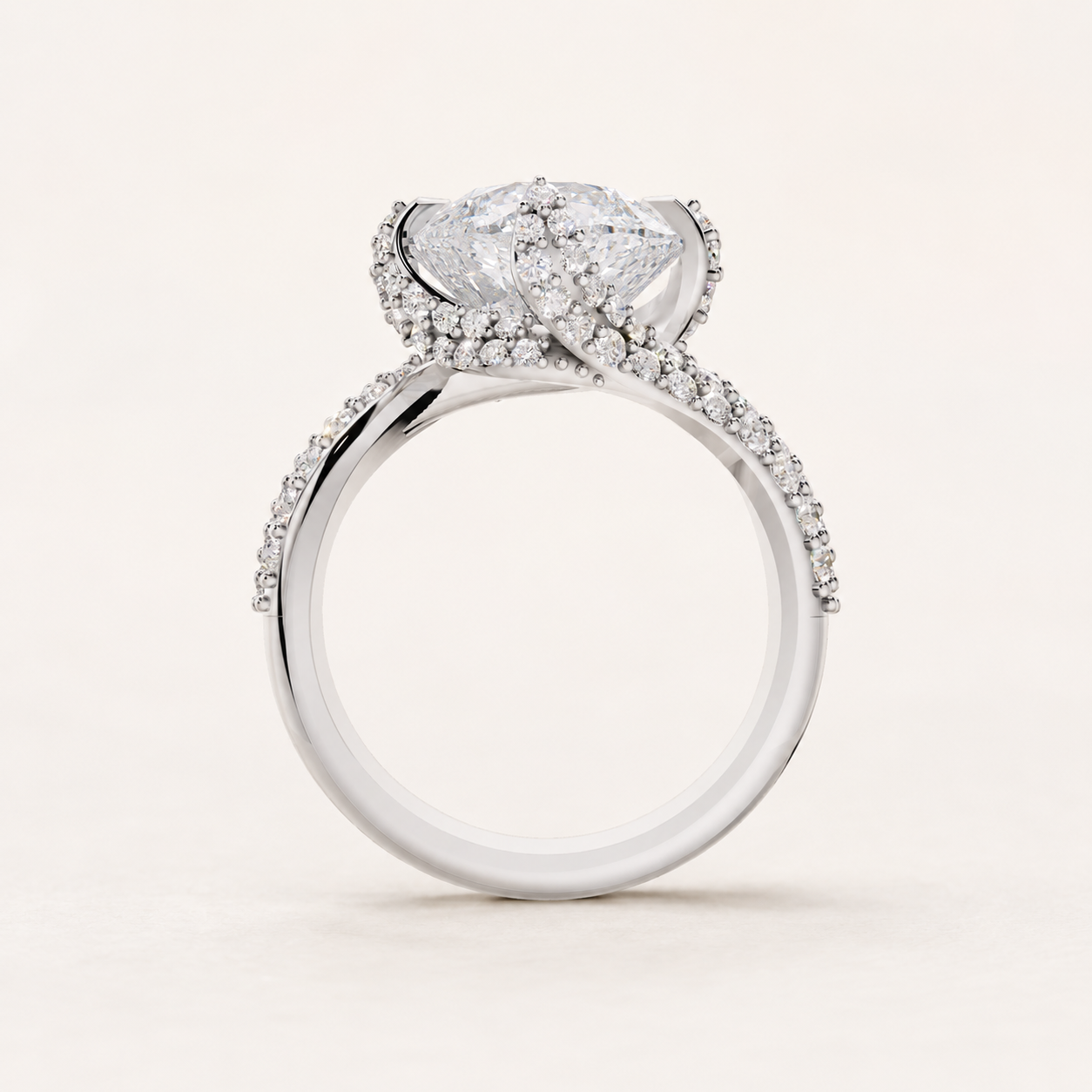 4.50 CT Round Lab Grown Diamond Ring in Yellow Gold, White Gold & Rose Gold - view 2