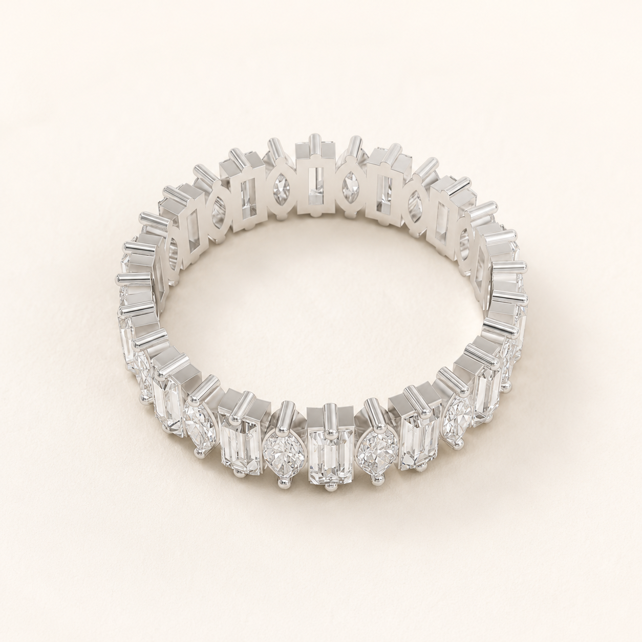 1.40 CT Marquise & Baguette Diamond Eternity Ring in Yellow Gold, White Gold & Rose Gold - view 2