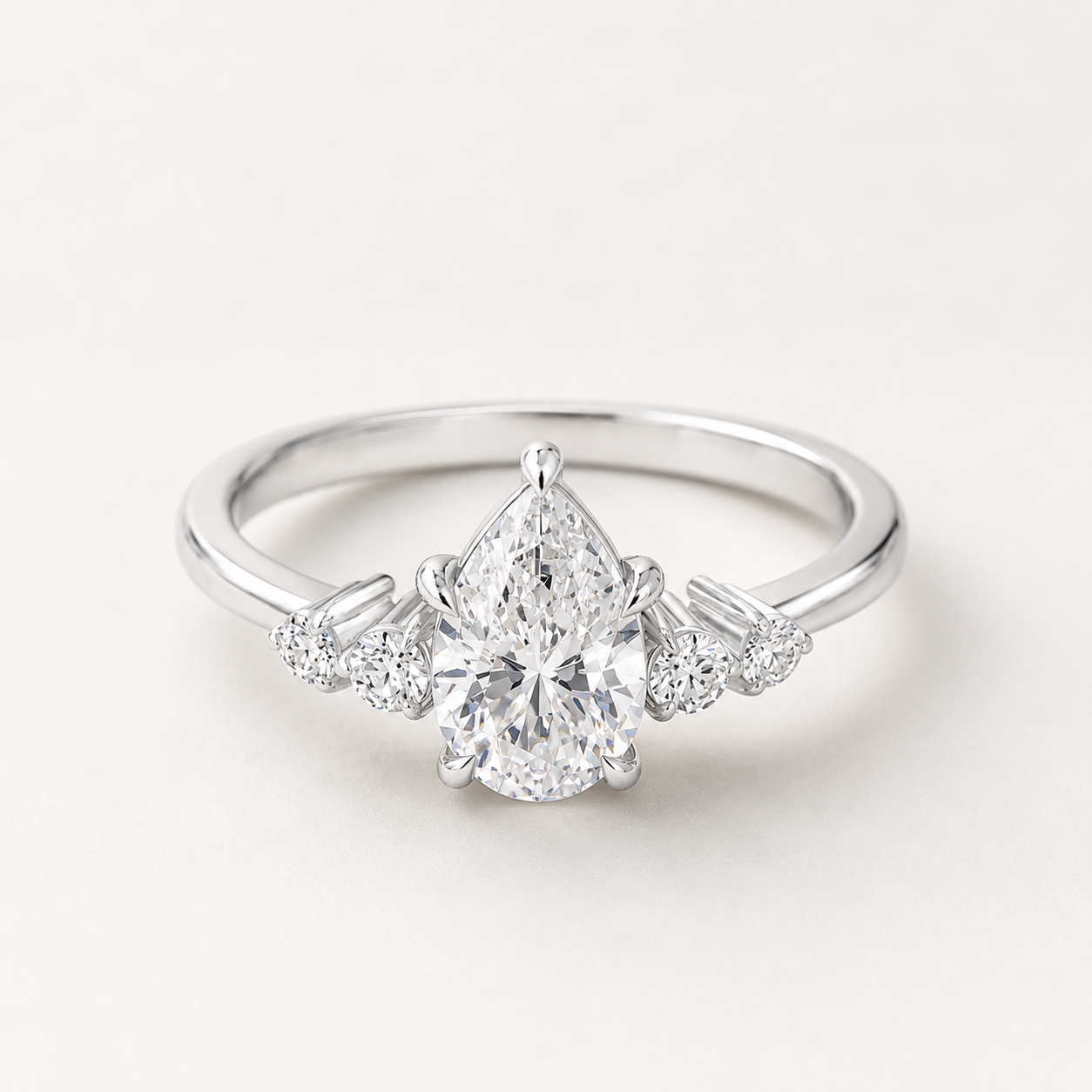 0.850 CT Pear Lab Diamond Ring in Yellow Gold, White Gold & Rose Gold