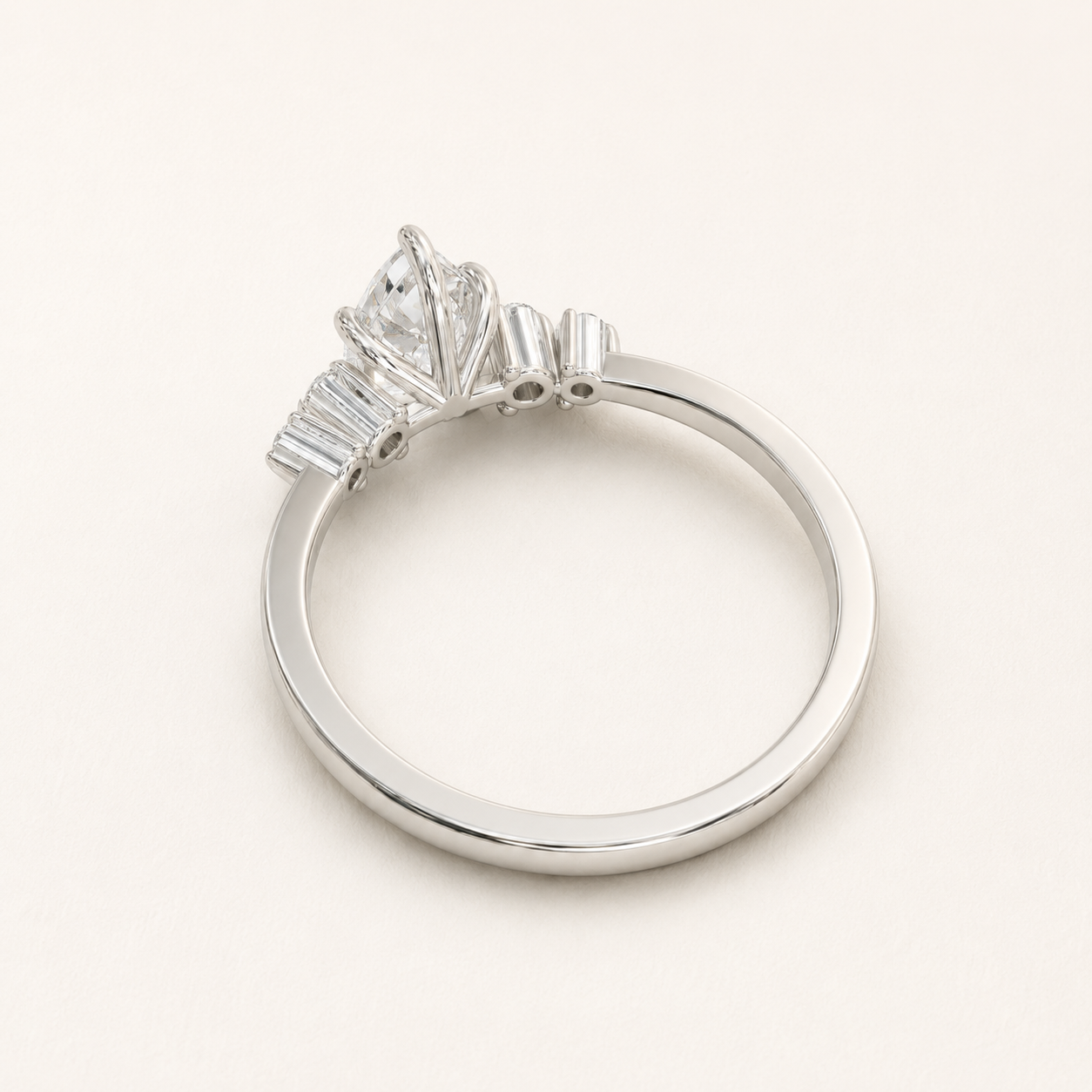 0.850 CT Pear Lab Diamond Ring in Yellow Gold, White Gold & Rose Gold - view 2