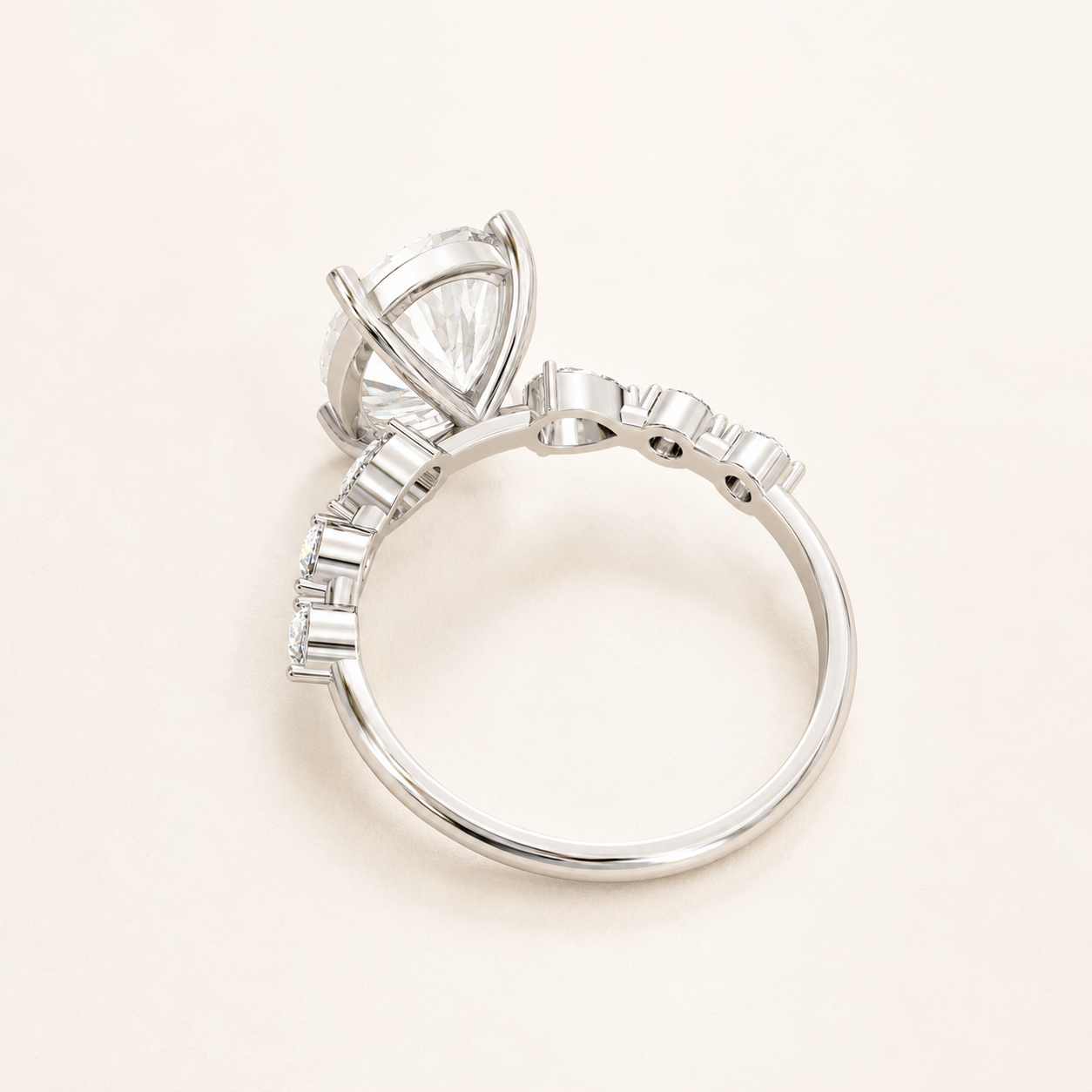 3 CT Oval & Round Diamond Engagement Ring in Yellow Gold, White Gold & Rose Gold - view 2