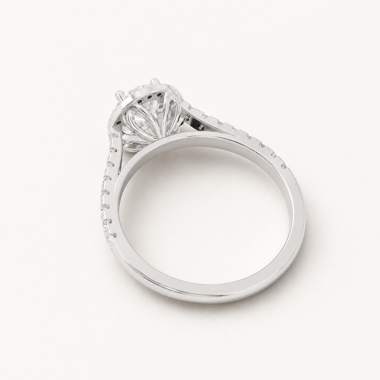 0.700 CT Round Diamond Halo Ring in Yellow Gold, White Gold & Rose Gold - view 2