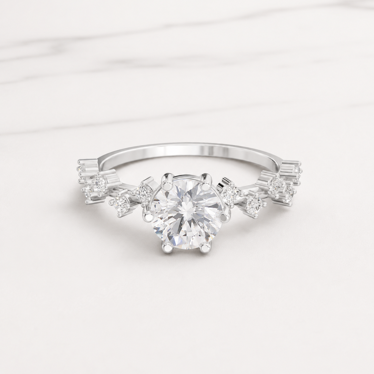 0.810 CT Round Diamond Crown Cluster Ring in Yellow Gold, White Gold & Rose Gold