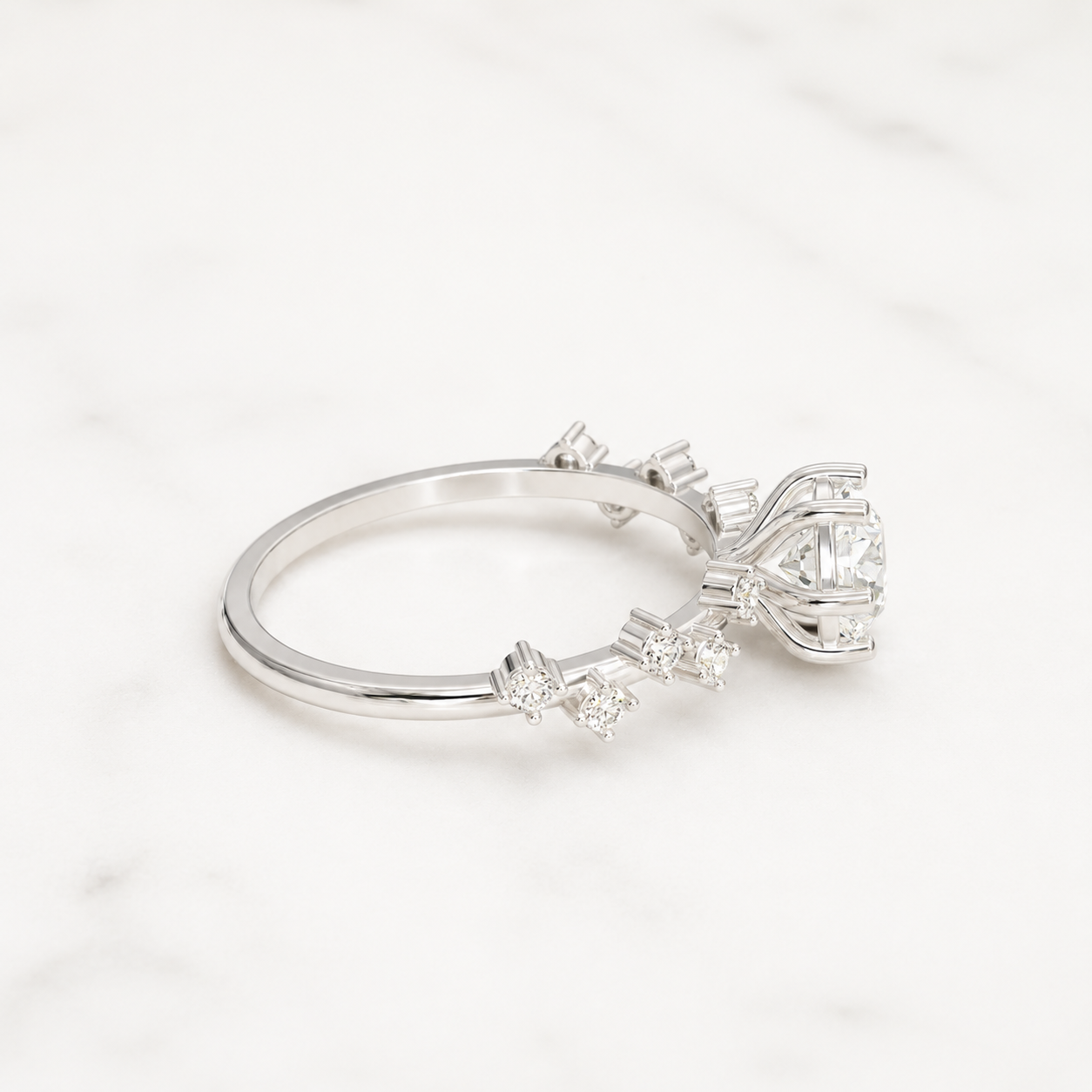 0.810 CT Round Diamond Crown Cluster Ring in Yellow Gold, White Gold & Rose Gold - view 2