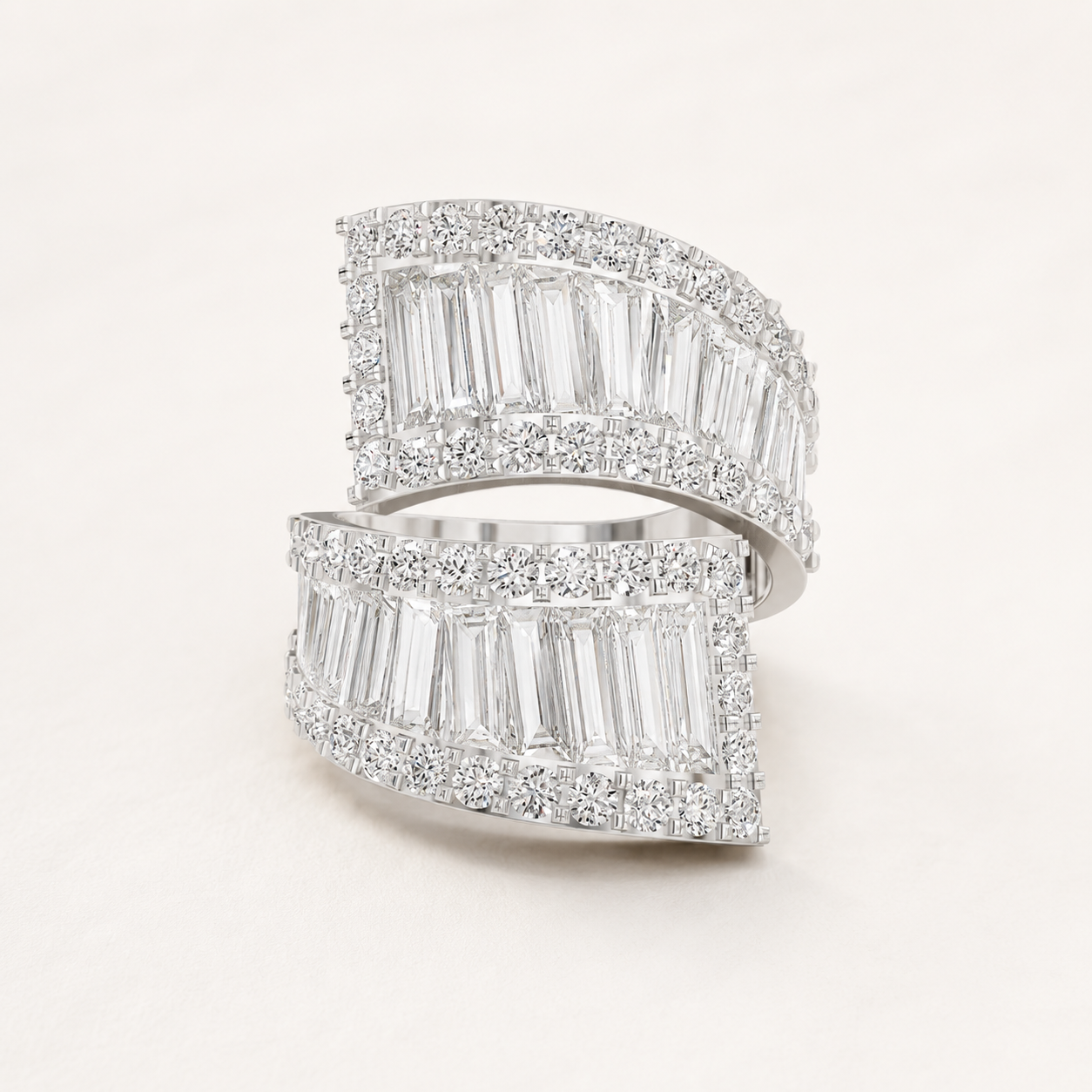 1.024 CT Baguette Diamond Wrap Statement Ring in Yellow Gold, White Gold & Rose Gold