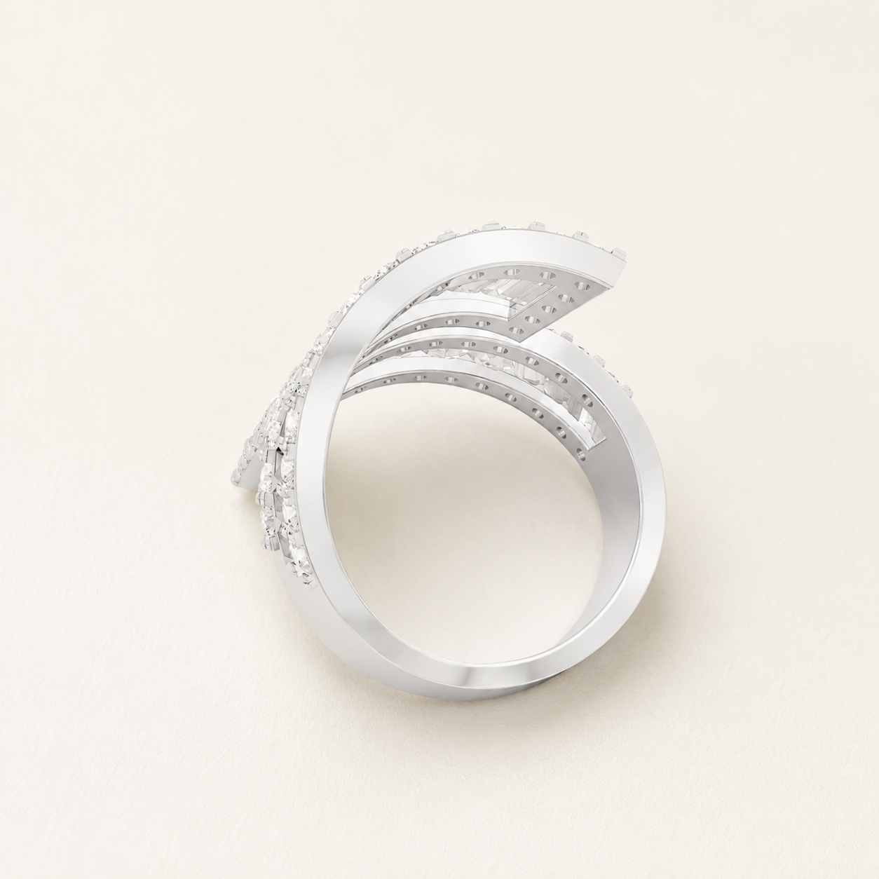 1.024 CT Baguette Diamond Wrap Statement Ring in Yellow Gold, White Gold & Rose Gold - view 2