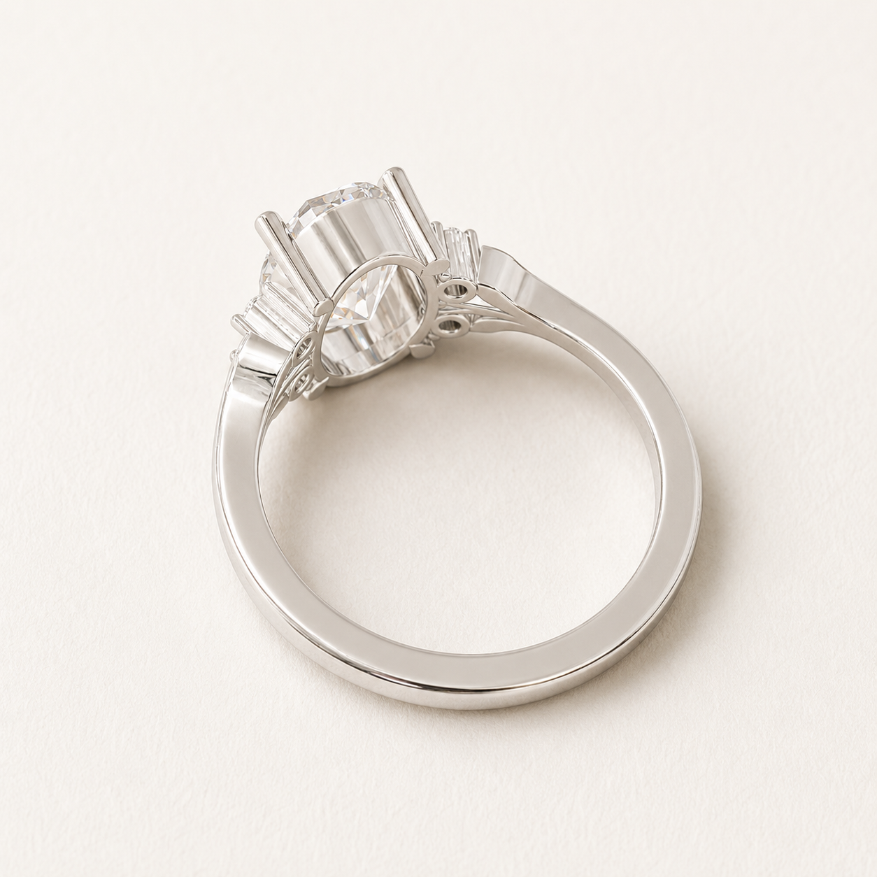 2.12 CT Oval & Round Diamond Side Stone Ring in Yellow Gold, White Gold & Rose Gold - view 2