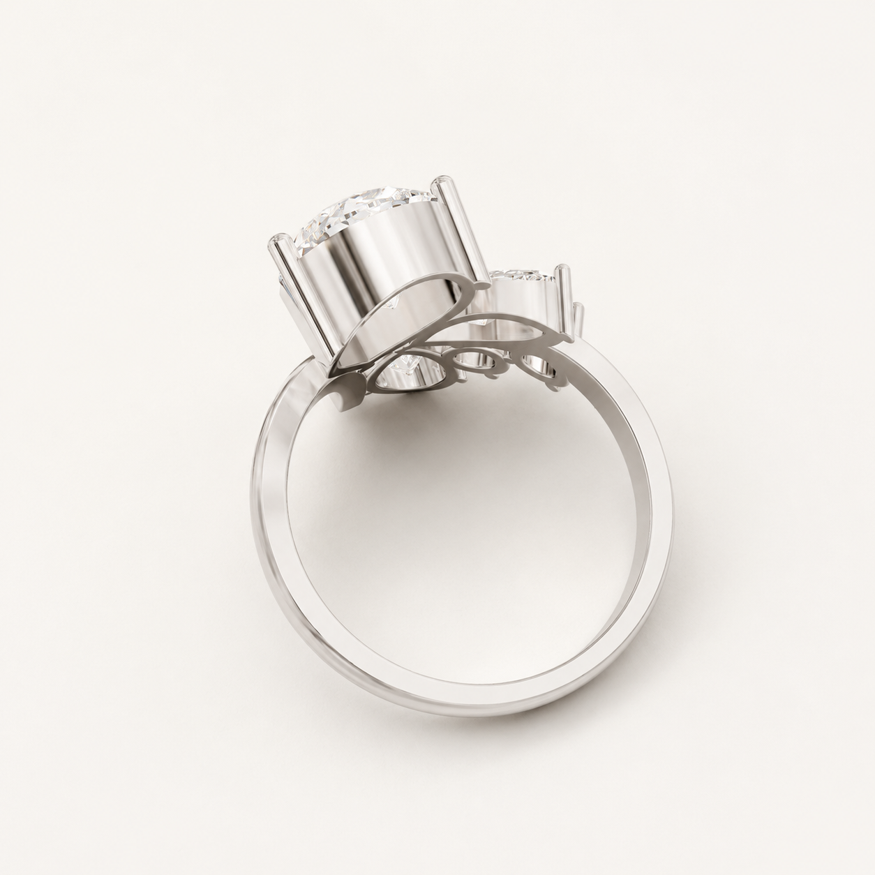 2.84 CT Pear Diamond Floral Ring in Yellow Gold, White Gold & Rose Gold - view 2