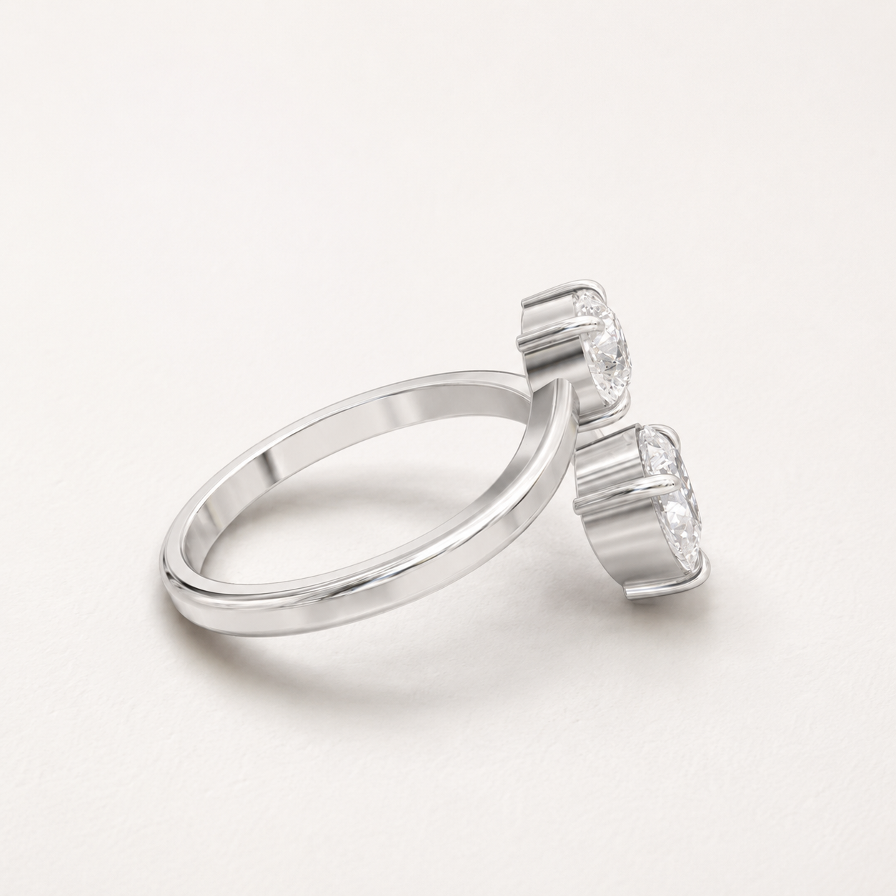 0.65 CT Round & Pear Lab Diamond Open Ring in Yellow Gold, White Gold & Rose Gold - view 2