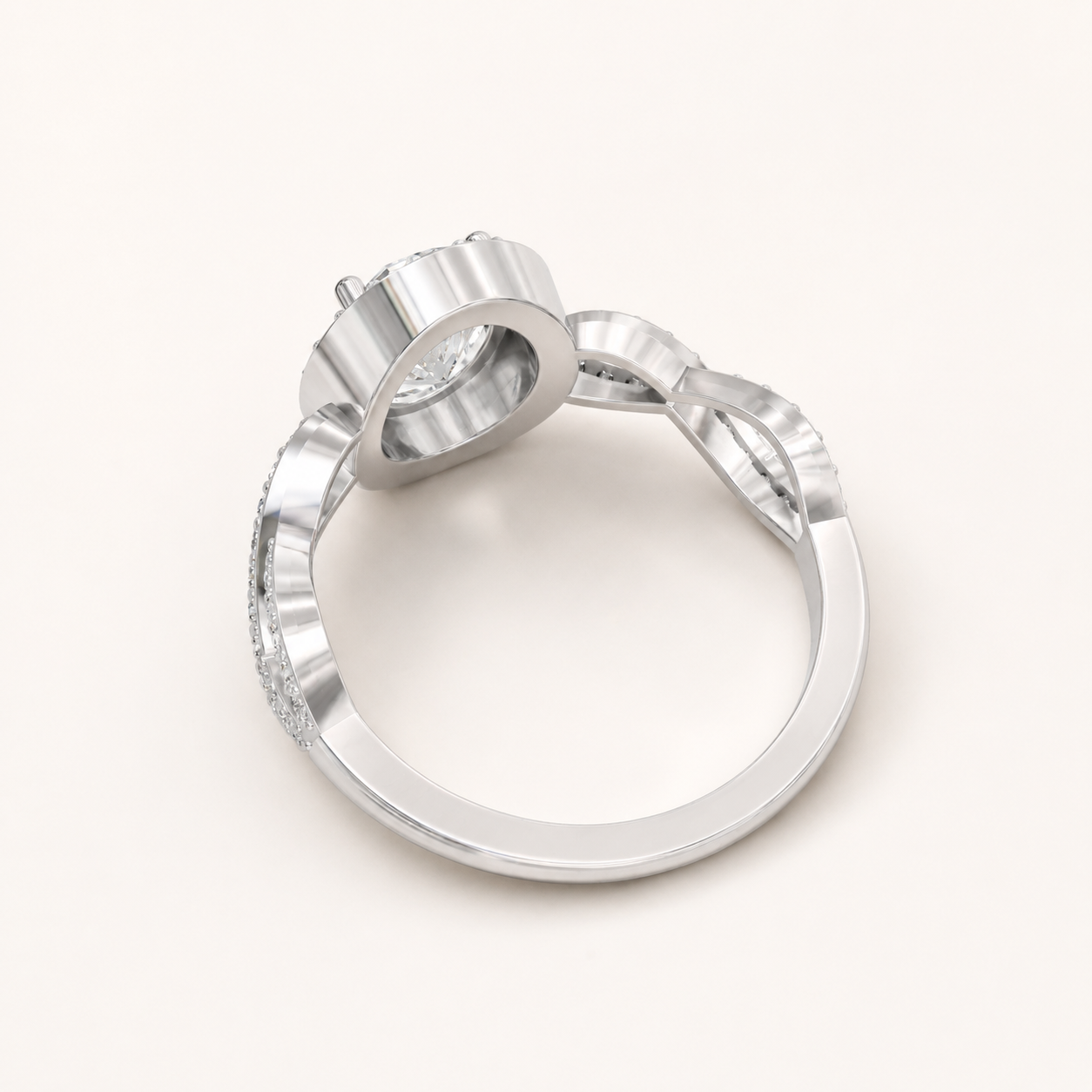 1.09 CT Oval & Round Diamond Halo Ring in Yellow Gold, White Gold & Rose Gold - view 2
