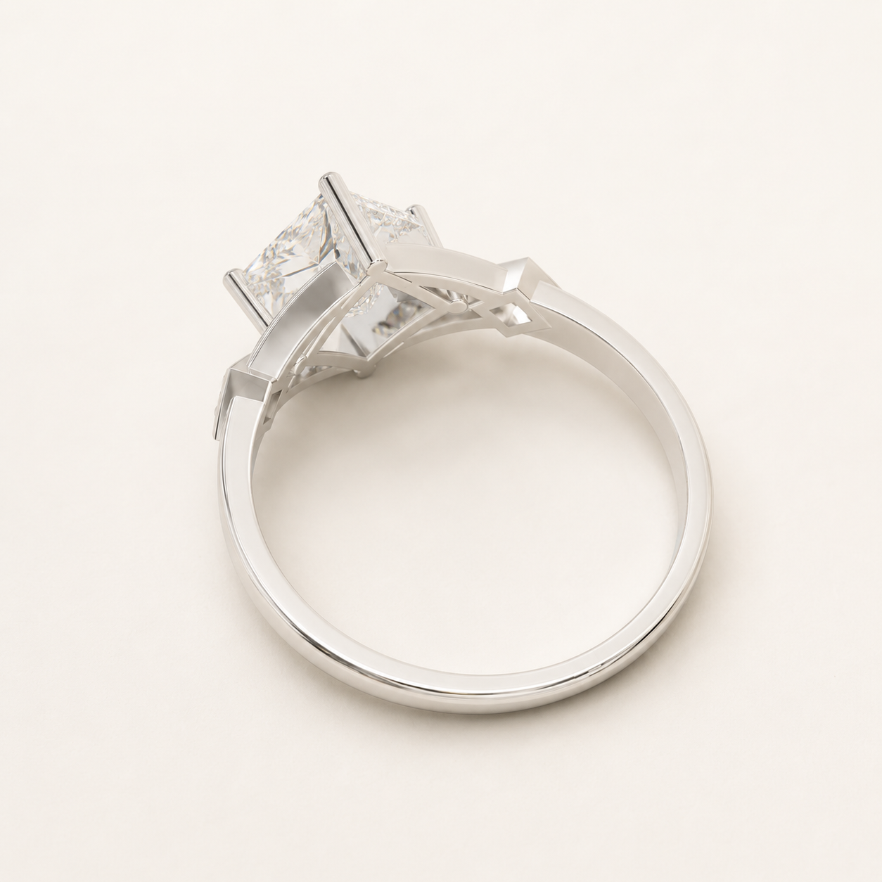 1.35 CT Princess Cut Lab Diamond Ring in Yellow Gold, White Gold & Rose Gold - view 2