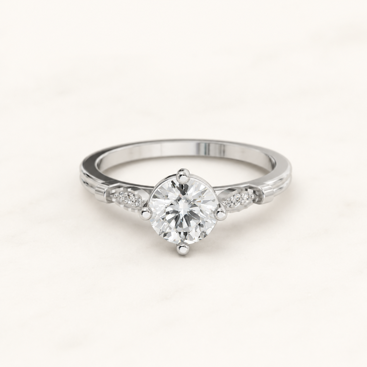 0.81 CT Round Lab Grown Diamond Ring in Yellow Gold, White Gold & Rose Gold