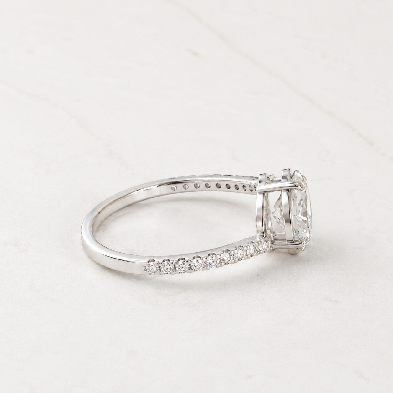 1.090 CT Oval Cut Diamond Ring in Yellow Gold, White Gold & Rose Gold - view 2