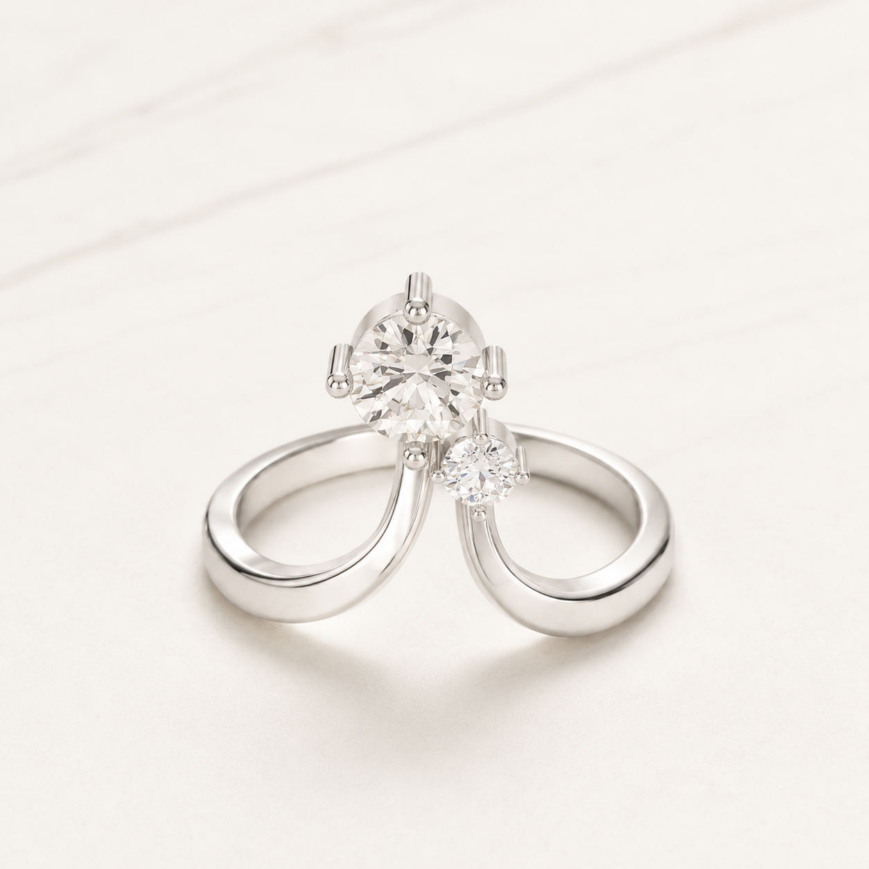 0.48 CT Round Diamond Bypass Ring in Yellow Gold, White Gold & Rose Gold