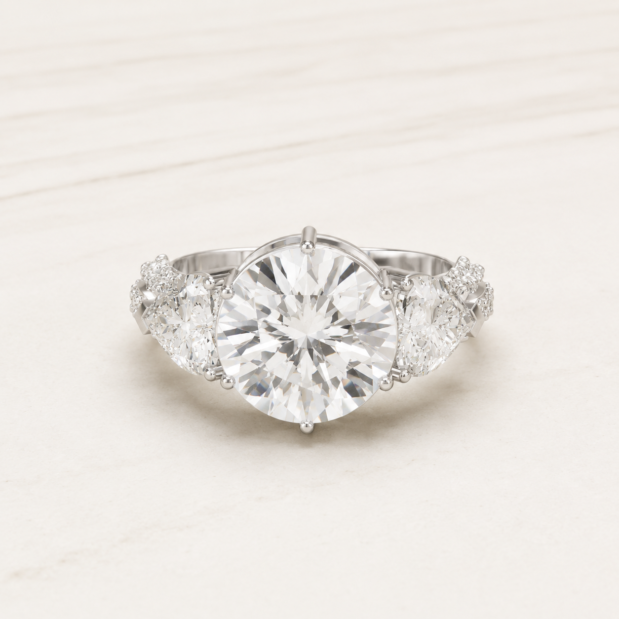 2.92 CT Round Diamond Engagement Ring in Yellow Gold, White Gold & Rose Gold