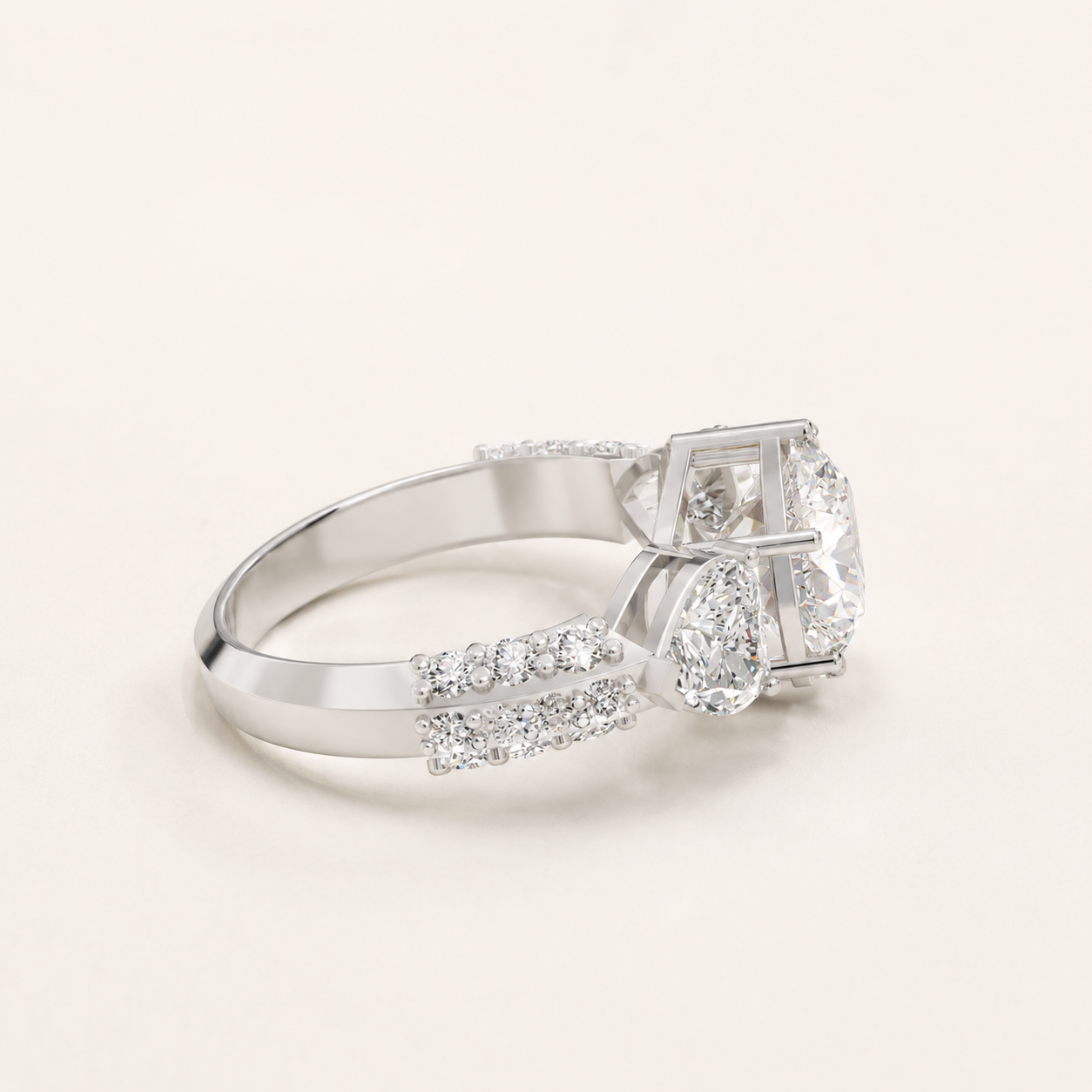 2.92 CT Round Diamond Engagement Ring in Yellow Gold, White Gold & Rose Gold - view 2