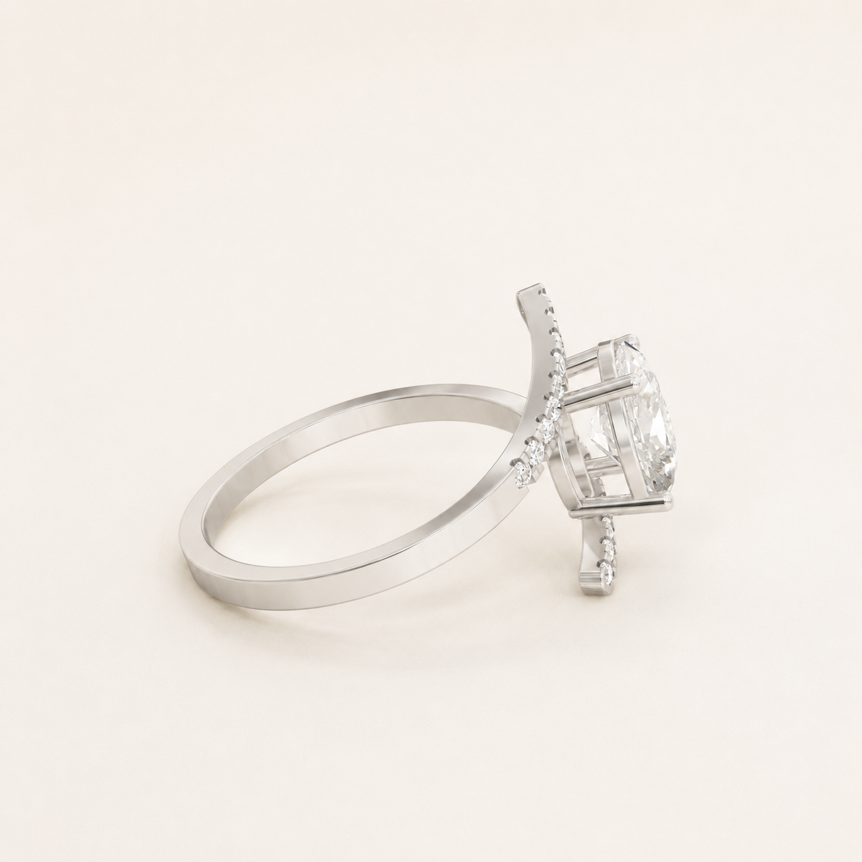 1.10 CT Oval & Round Diamond Crossover Ring in Yellow Gold, White Gold & Rose Gold - view 2