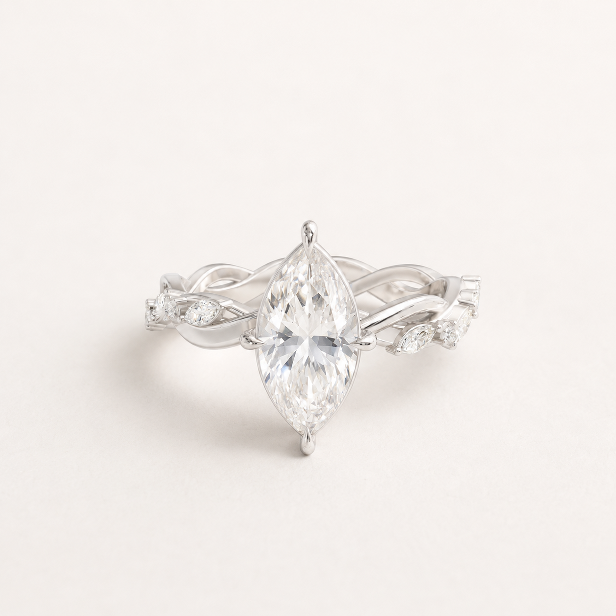 0.82 CT Marquise & Round Diamond Ring in Yellow Gold, White Gold & Rose Gold