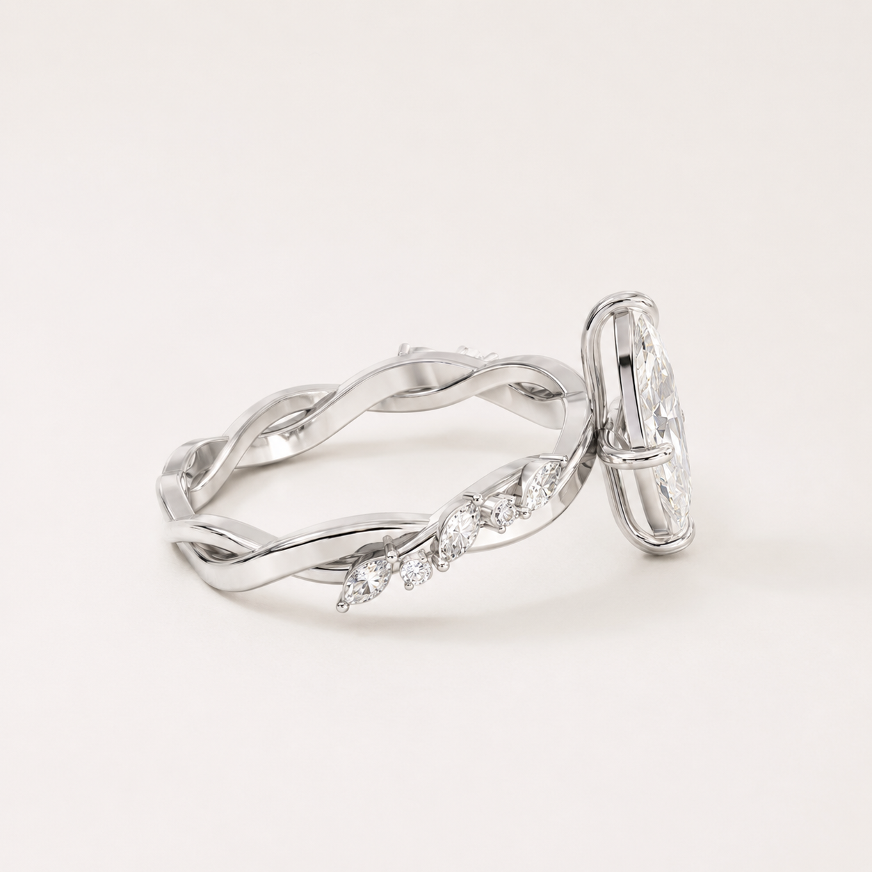 0.82 CT Marquise & Round Diamond Ring in Yellow Gold, White Gold & Rose Gold - view 2