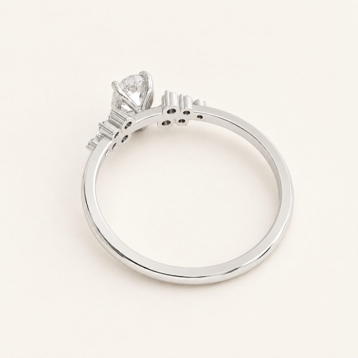 0.37 CT Oval & Round Diamond Cluster Ring in Yellow Gold, White Gold & Rose Gold - view 2