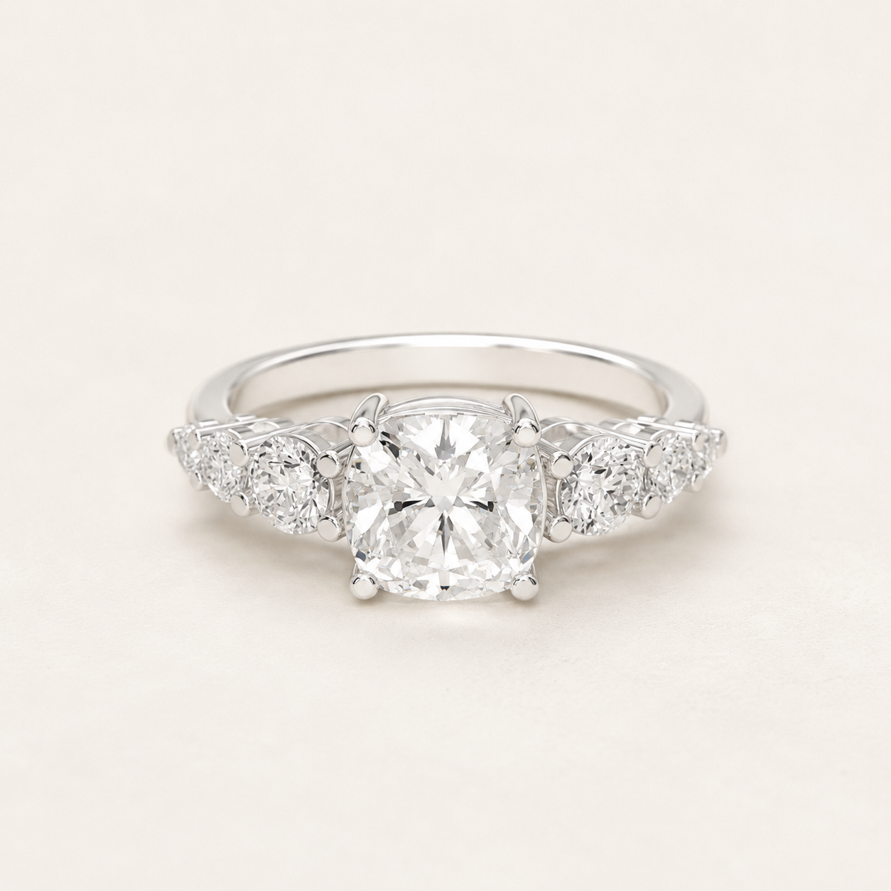1.42 CT Cushion Cut Diamond Ring in Yellow Gold, White Gold & Rose Gold