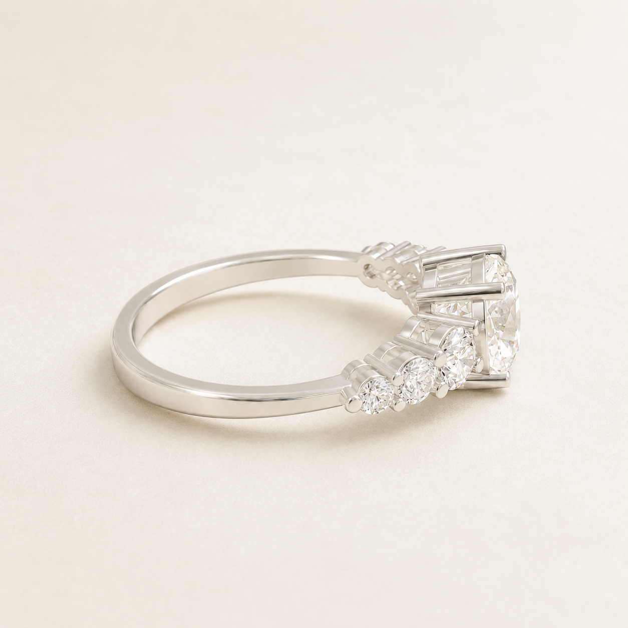 1.42 CT Cushion Cut Diamond Ring in Yellow Gold, White Gold & Rose Gold - view 2