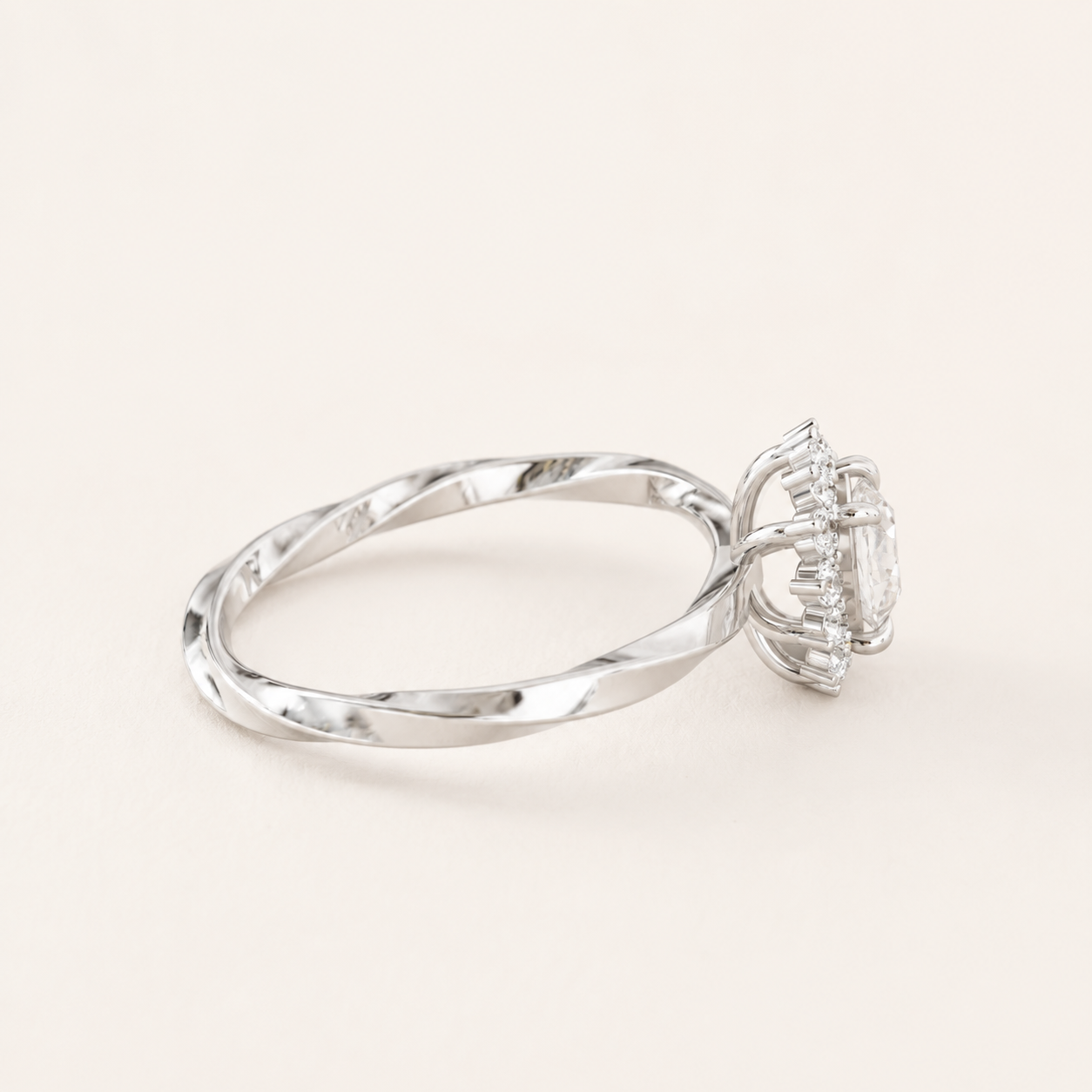 0.49 CT Round Diamond Floral Halo Ring in Yellow Gold, White Gold & Rose Gold - view 2