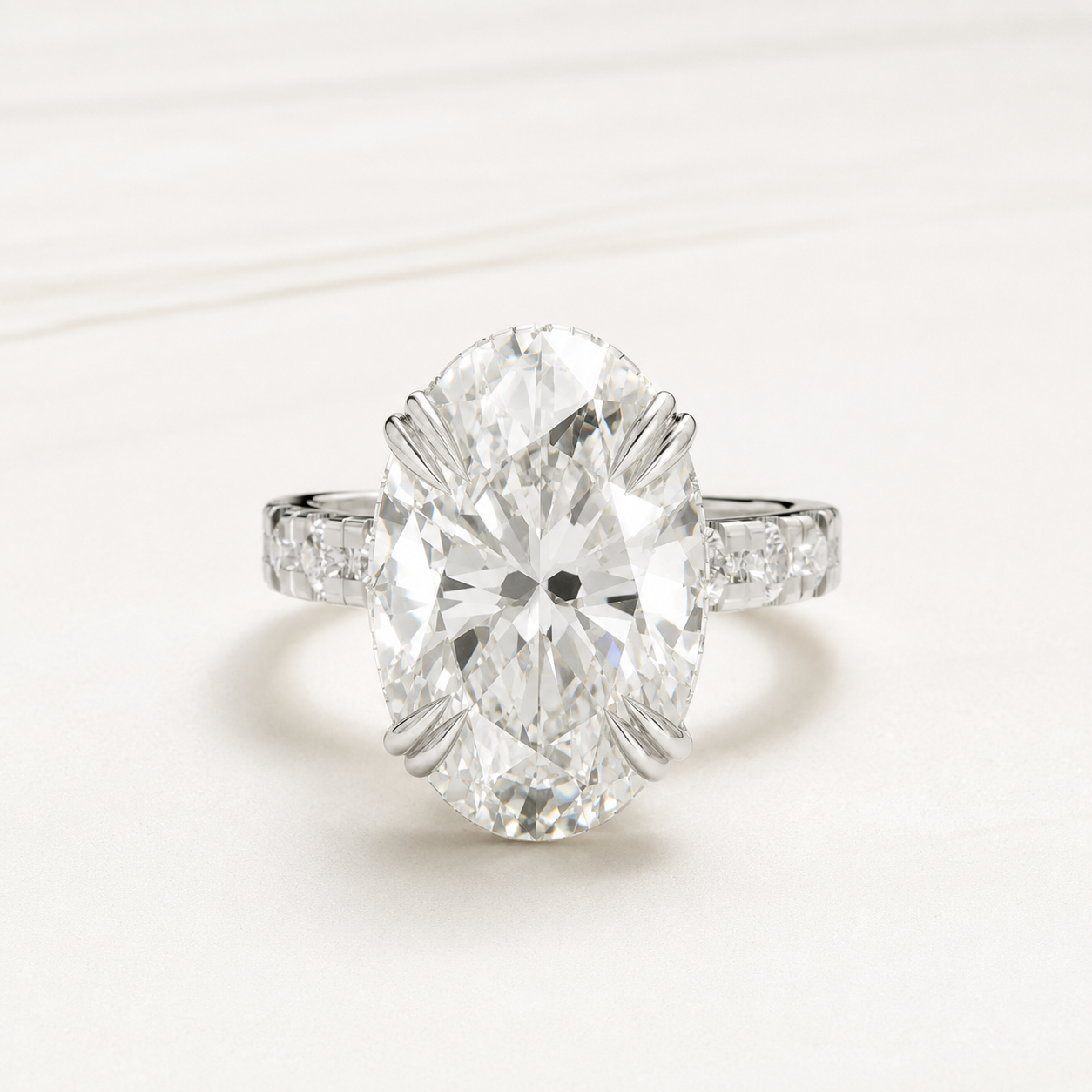 8 CT Oval Diamond Engagement Ring in Yellow Gold, White Gold & Rose Gold