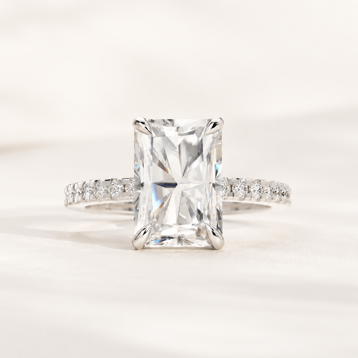 5.50 CT Radiant Cut & Round Diamond Ring in Yellow Gold, White Gold & Rose Gold