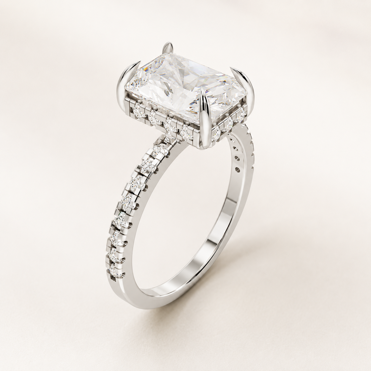 5.50 CT Radiant Cut & Round Diamond Ring in Yellow Gold, White Gold & Rose Gold - view 2