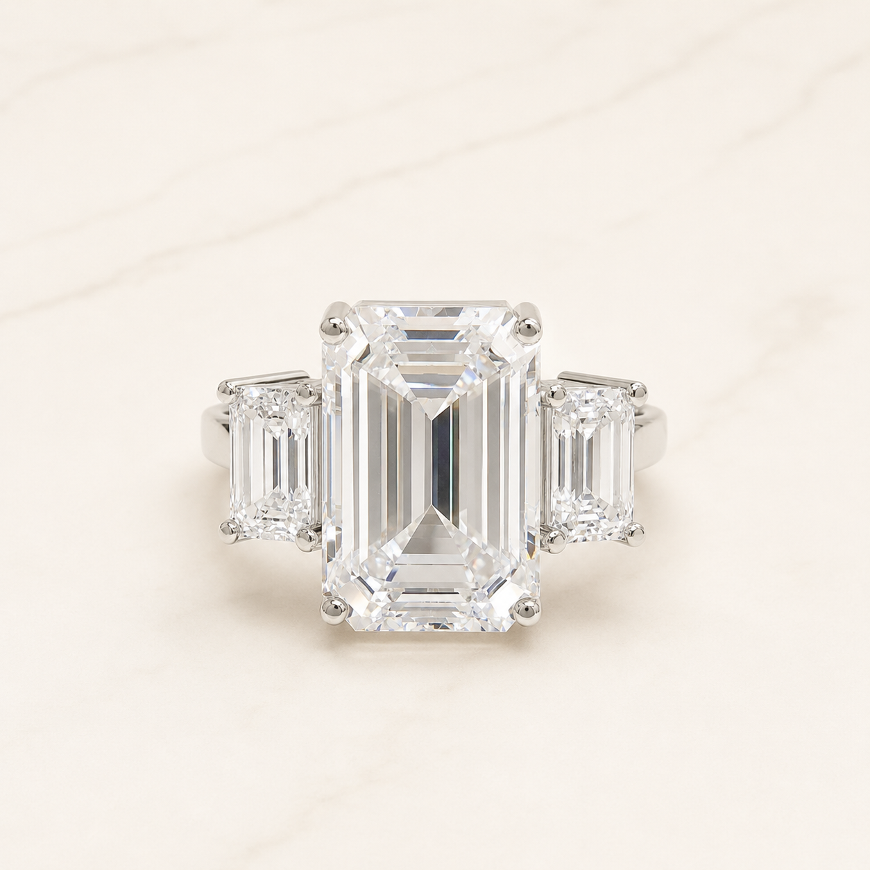 6 CT Emerald Cut Diamond Ring in Yellow Gold, White Gold & Rose Gold