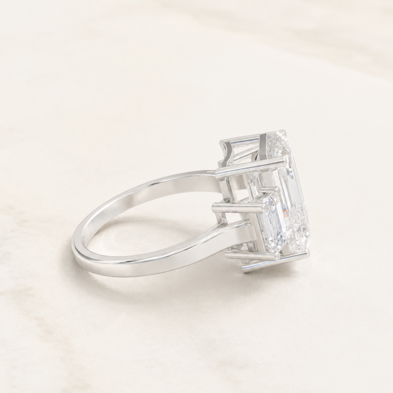 6 CT Emerald Cut Diamond Ring in Yellow Gold, White Gold & Rose Gold - view 2