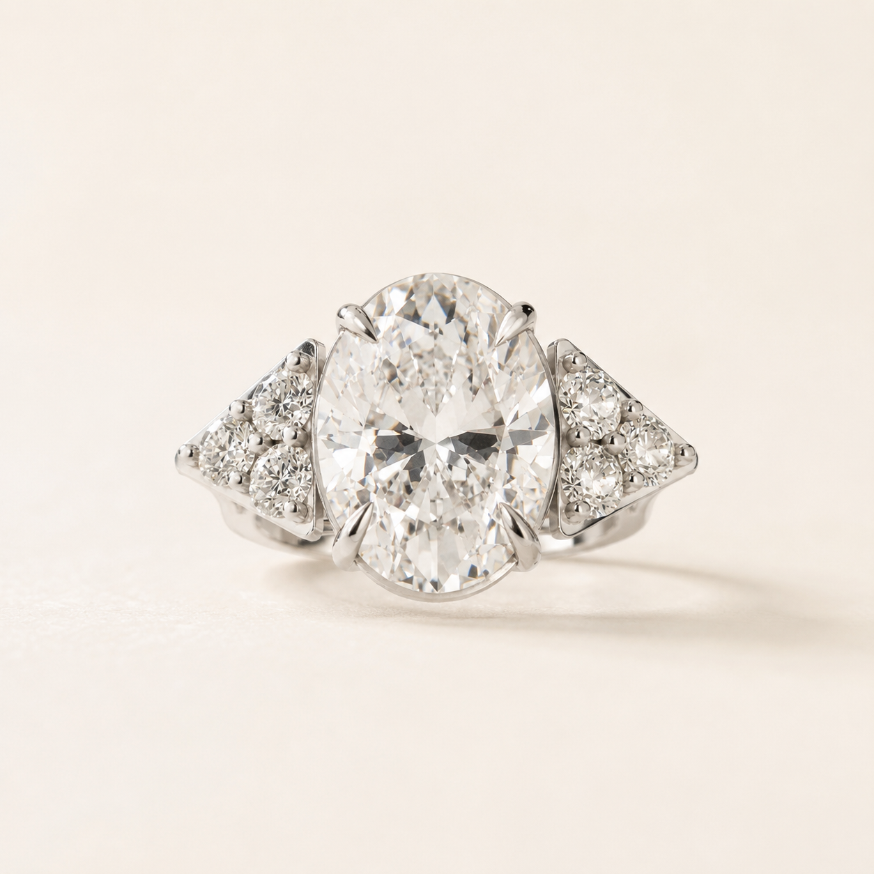 5.50 CT Oval Cut & Round Diamond Ring in Yellow Gold, White Gold & Rose Gold