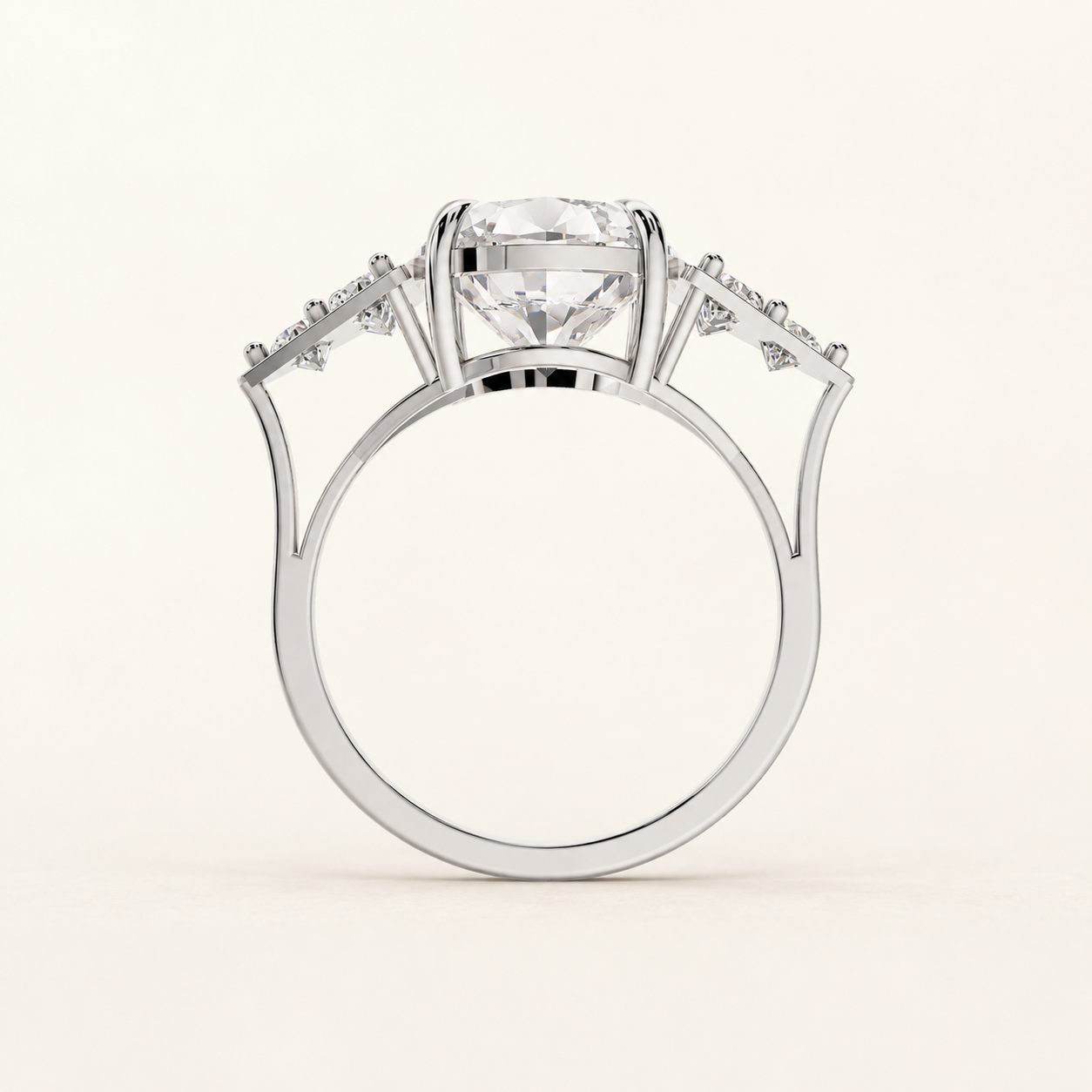 5.50 CT Oval Cut & Round Diamond Ring in Yellow Gold, White Gold & Rose Gold - view 2
