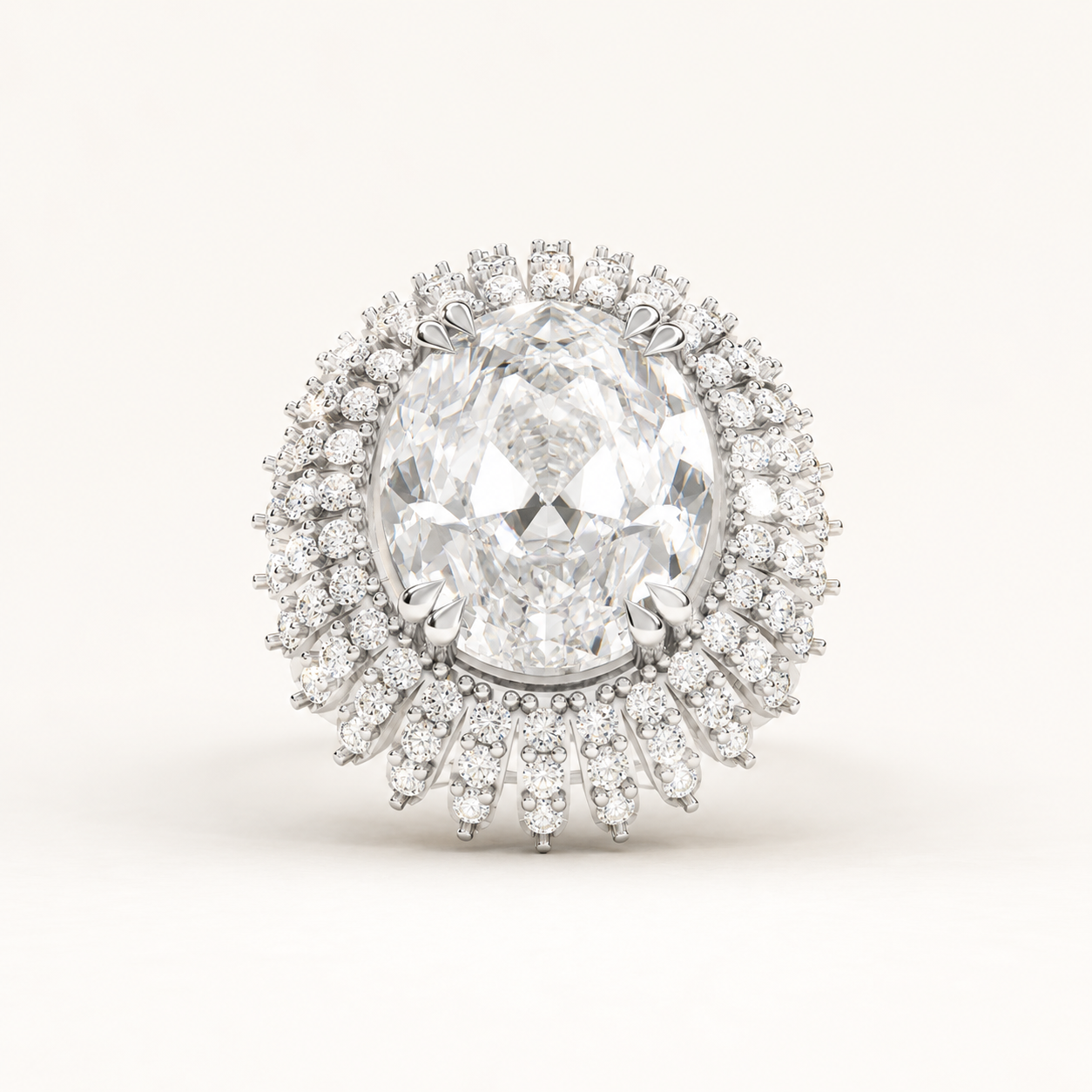 7.50 CT Oval Cut Diamond Halo Ring in Yellow Gold, White Gold & Rose Gold | Luxury Statement Engagement Ring