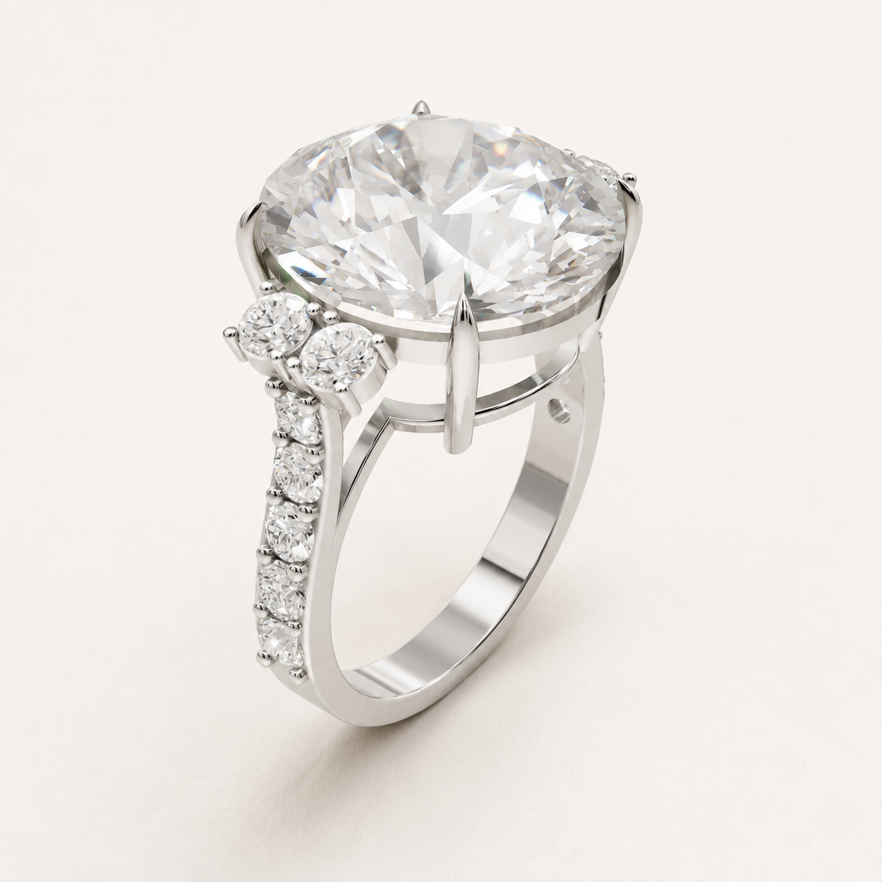 9.50 CT Round Brilliant Diamond Ring in Yellow Gold, White Gold & Rose Gold - view 2